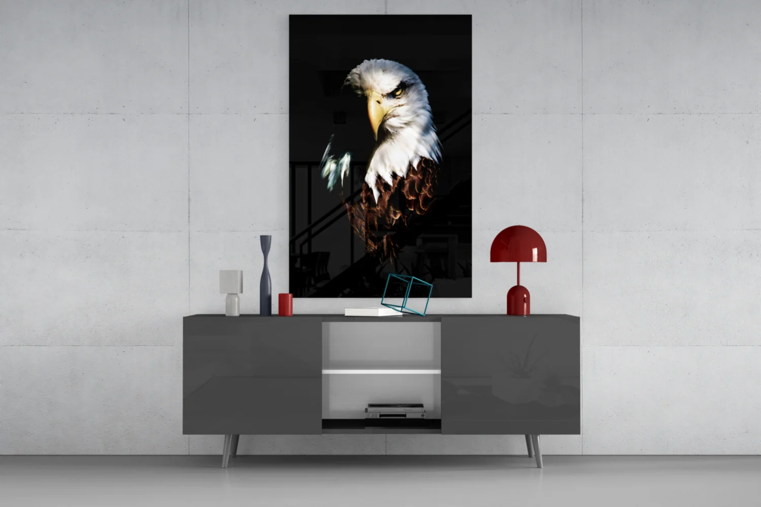 Fierce Bald Eagle Portrait Glass Wall Art - Image 8