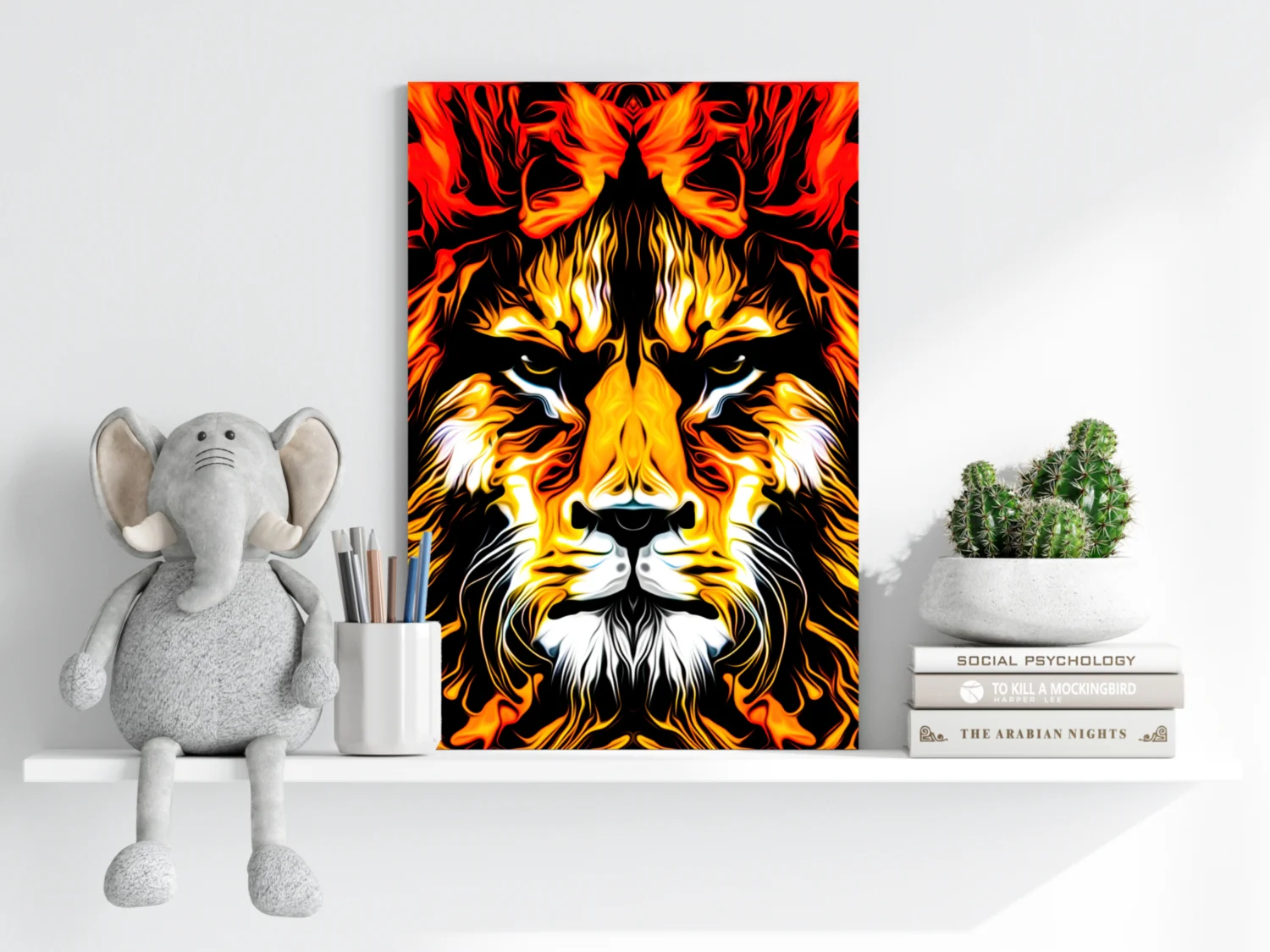 Fiery Flame Lion Face Aluminum Print - Image 6