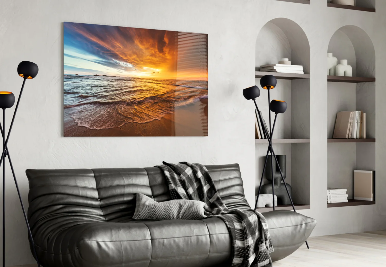 Fiery Sky Beach Sunset Glass Wall Art - Image 5