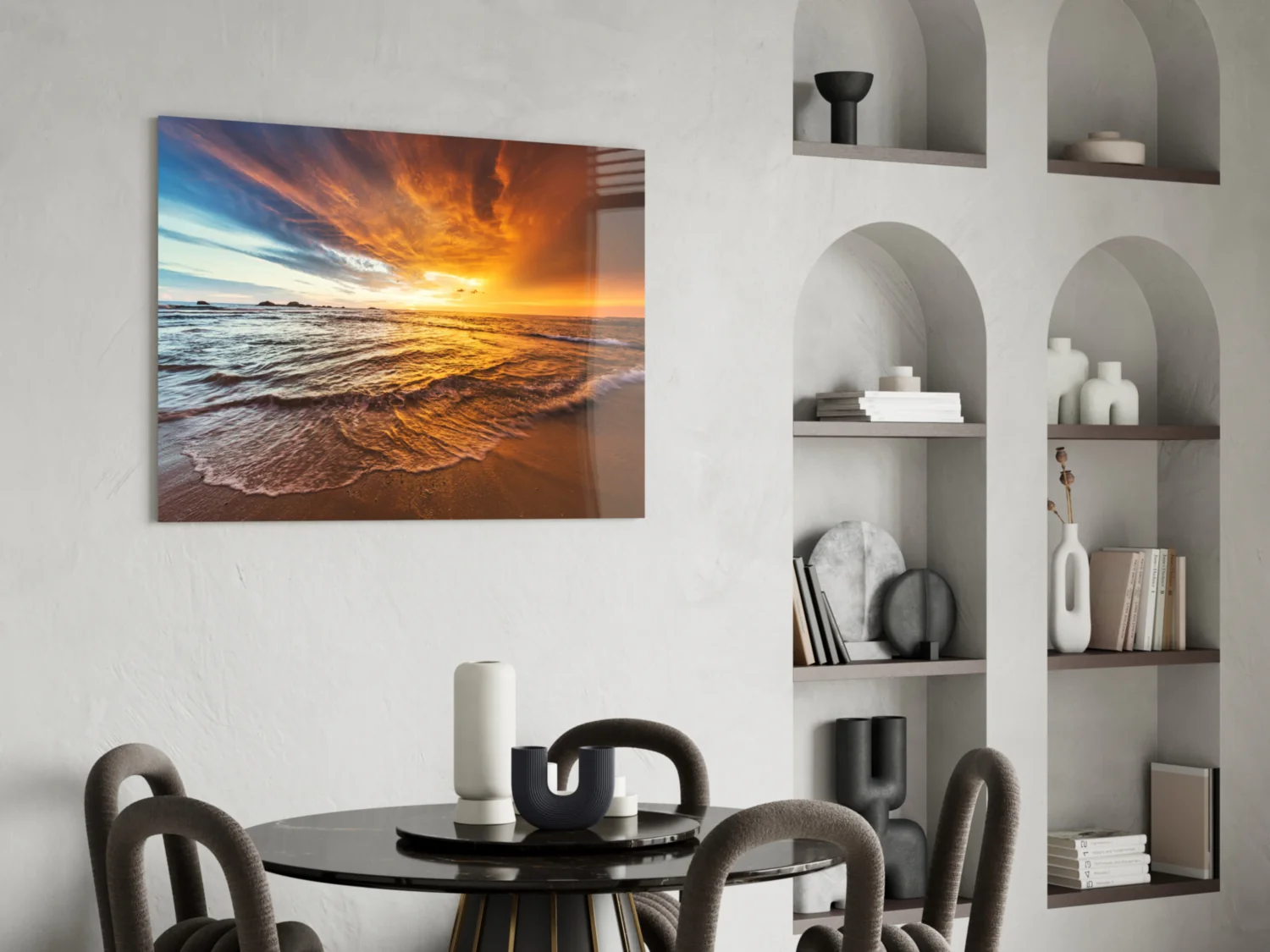Fiery Sky Beach Sunset Glass Wall Art - Image 6