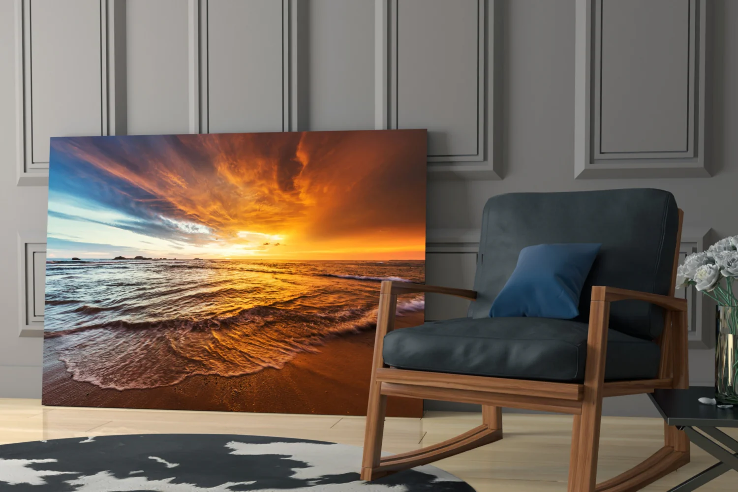 Fiery Sky Beach Sunset Glass Wall Art - Image 7