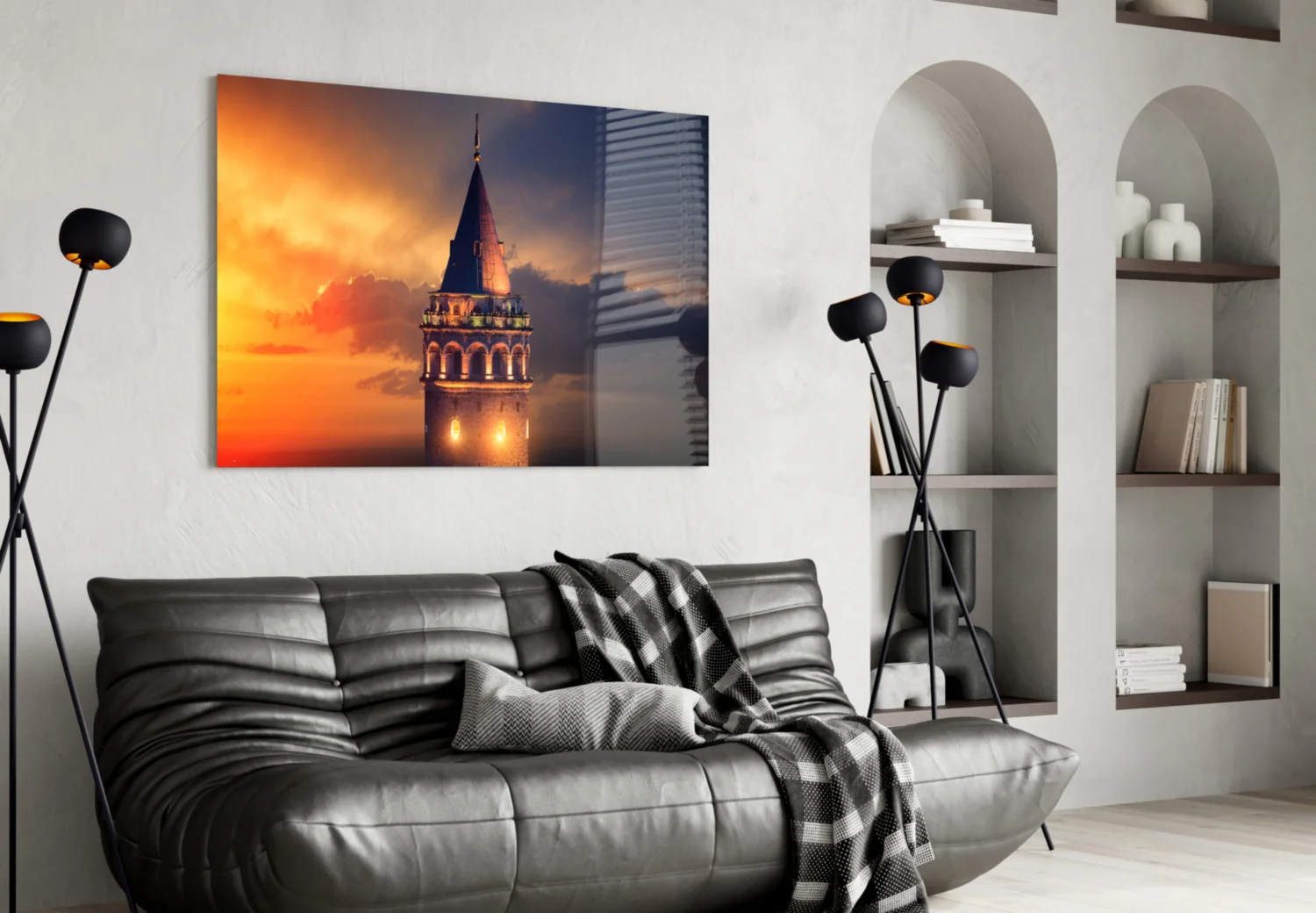 Fiery Sky Galata Tower Glass Wall Art - Image 5