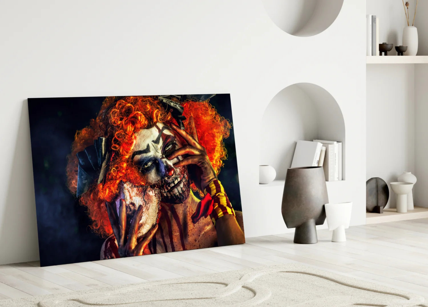 Fiery Wig Scary Clown Glass Wall Art - Image 3