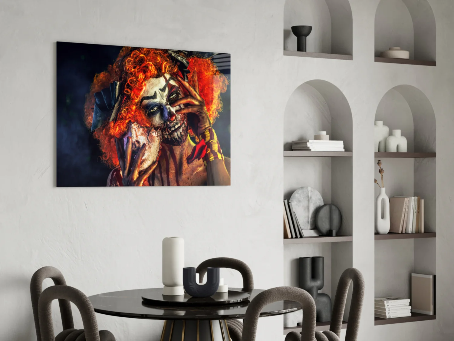 Fiery Wig Scary Clown Glass Wall Art - Image 5
