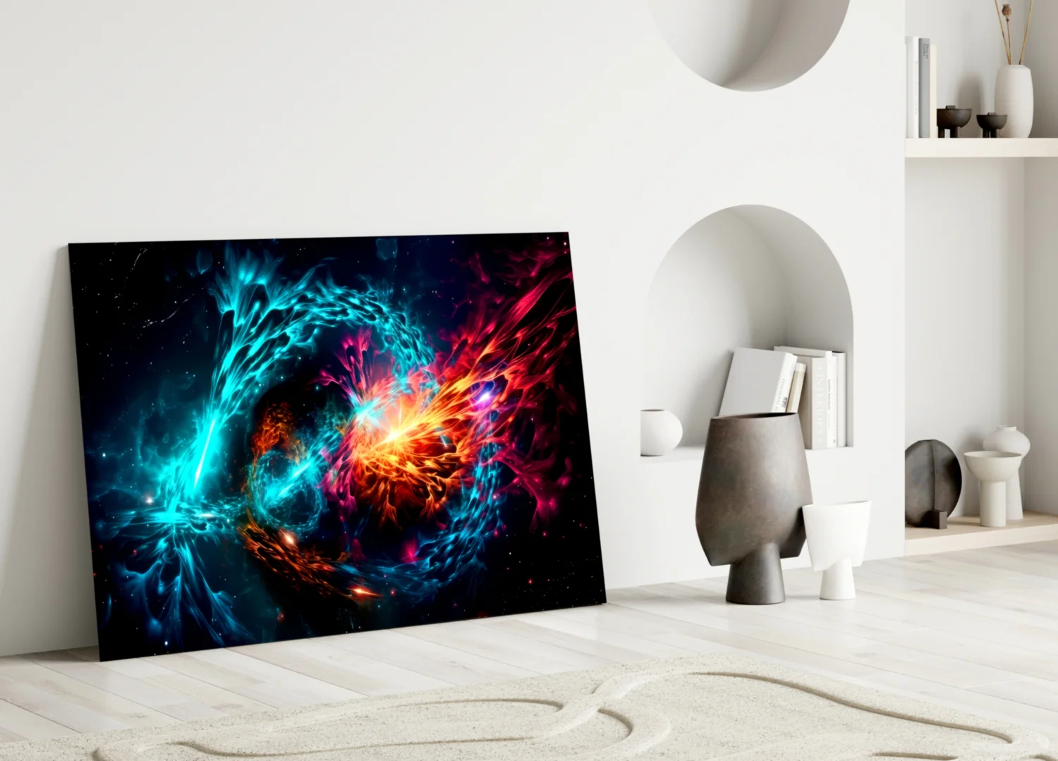 Fire and Water Yin Yang Glass Wall Art - Image 3