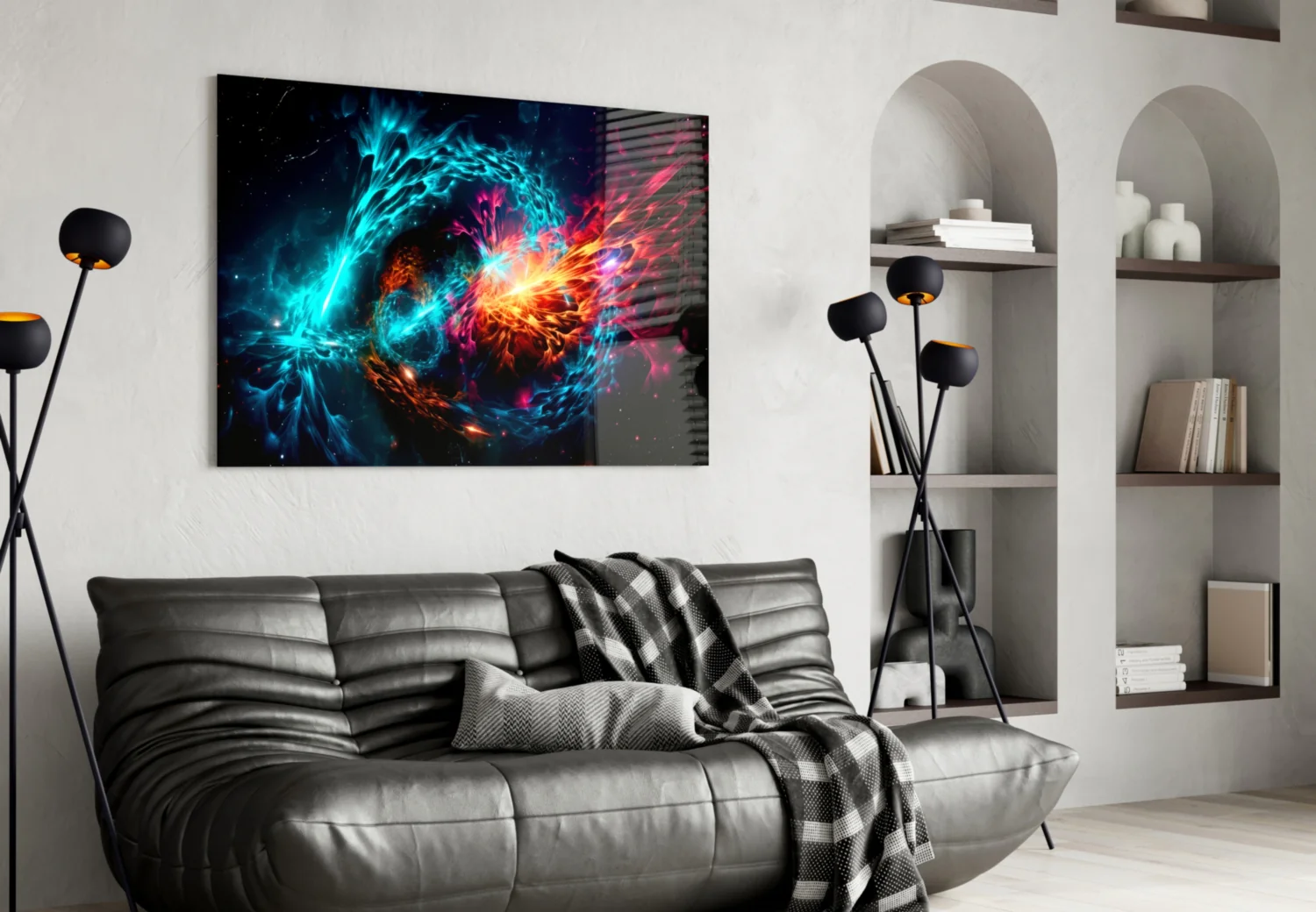 Fire and Water Yin Yang Glass Wall Art - Image 4