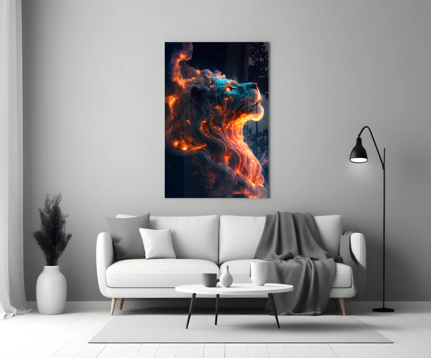Fire Lion Glass Wall Art - Image 3