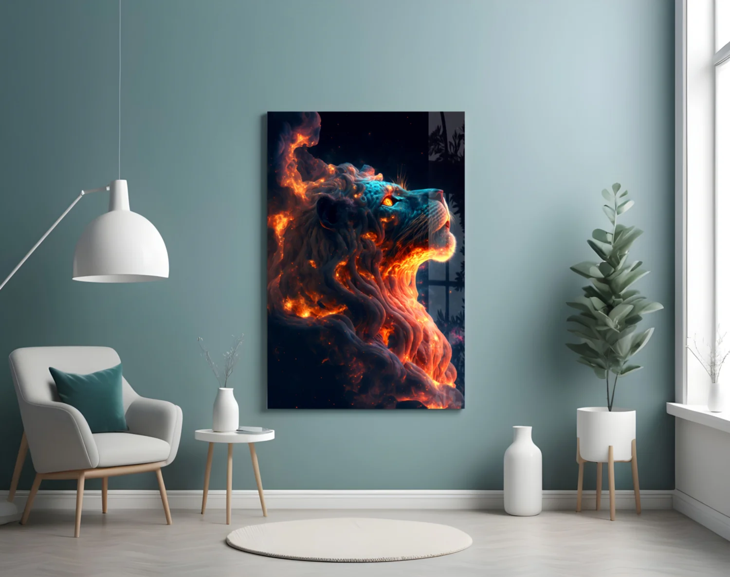 Fire Lion Glass Wall Art - Image 4