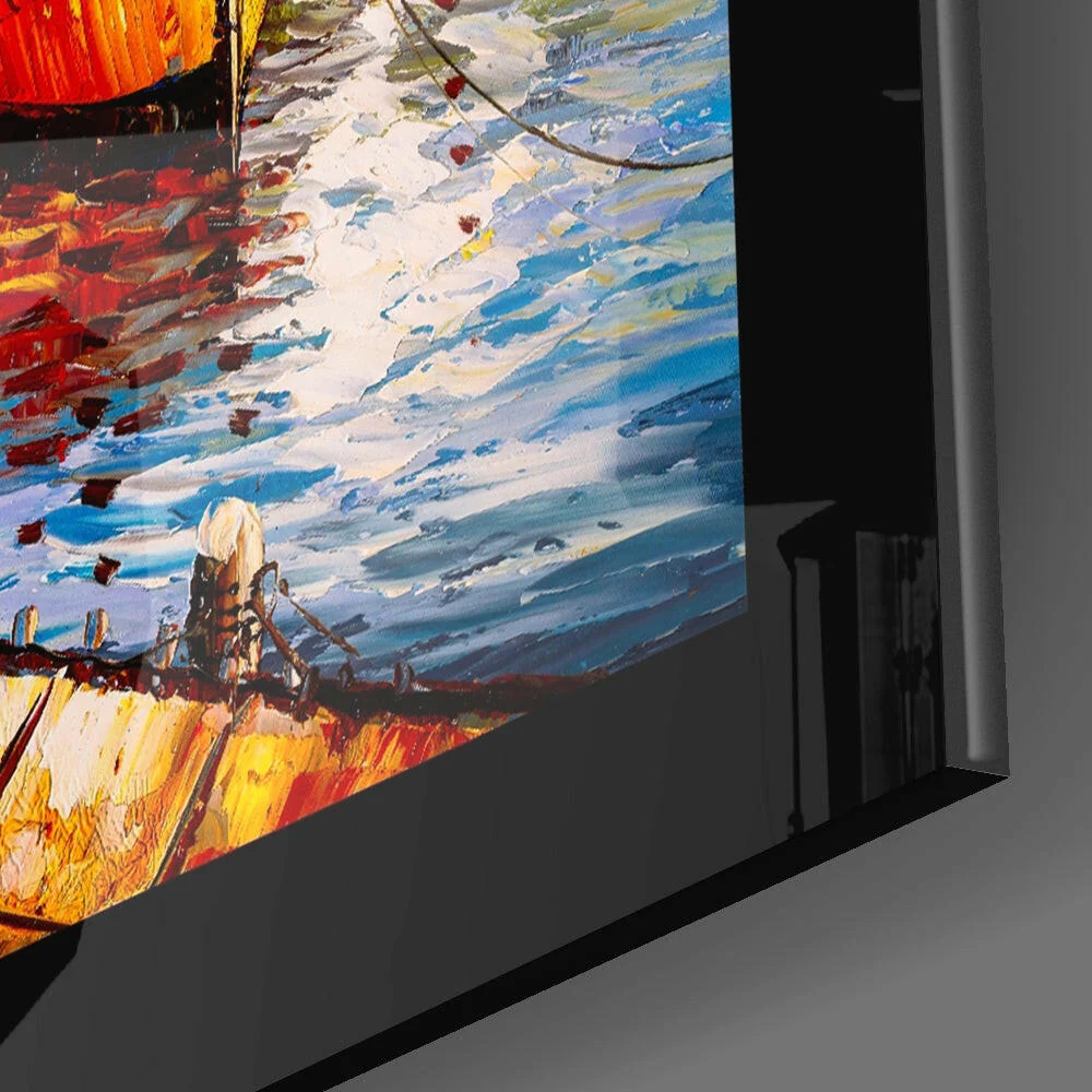 Fishing Town Glass Wall Art - Image 3