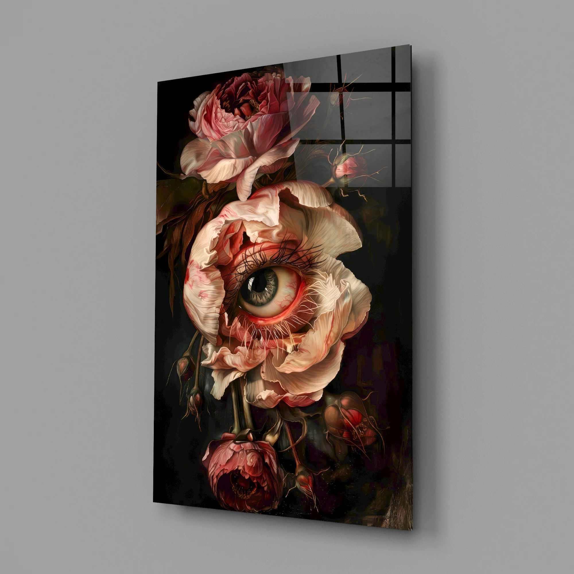 Floral Eye Bloom Glass Wall Art - Image 2
