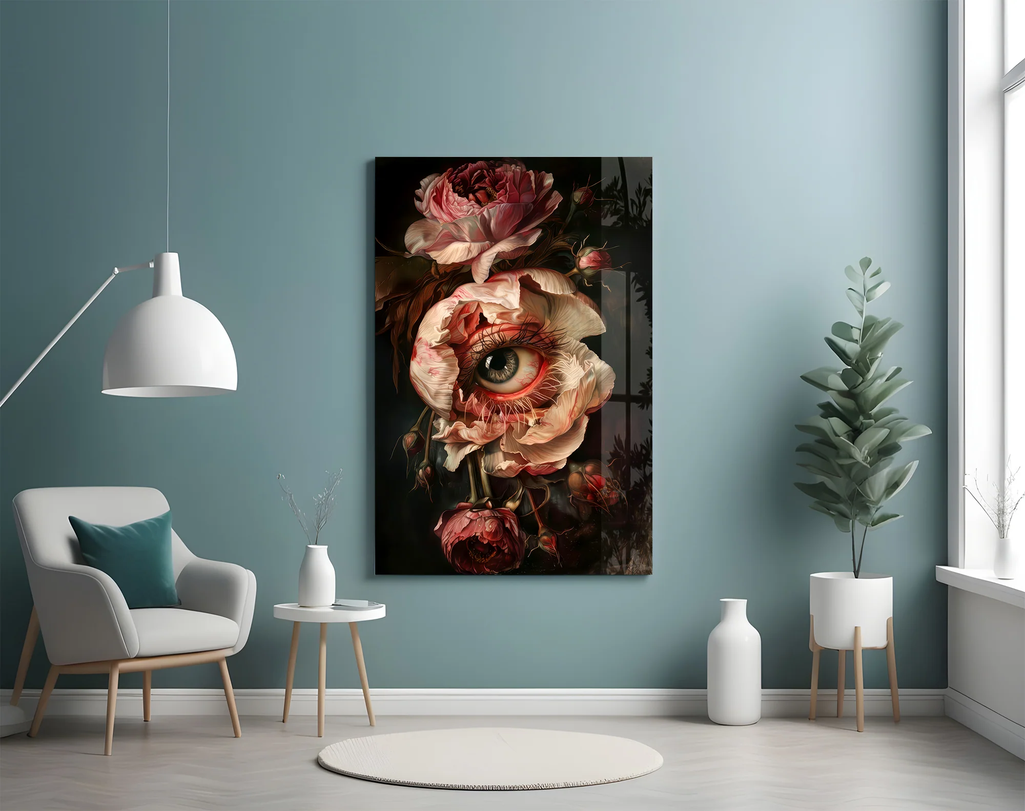 Floral Eye Bloom Glass Wall Art - Image 4