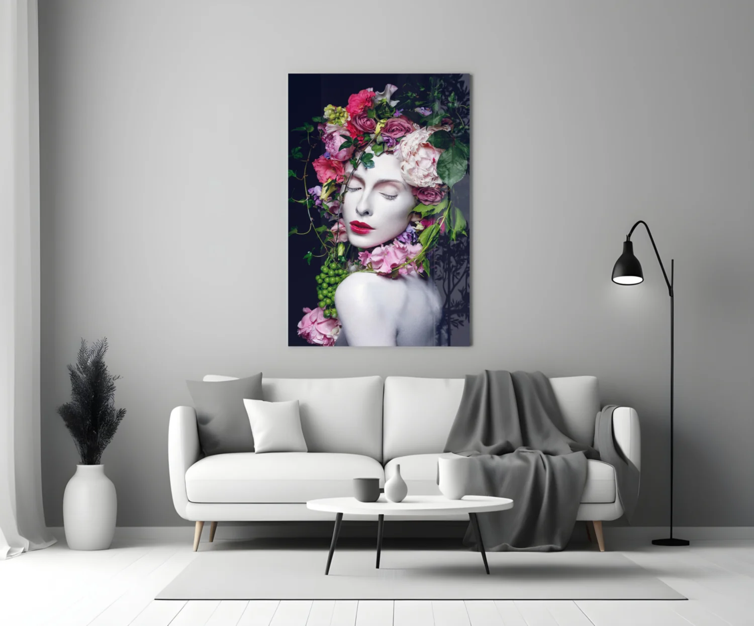 Flower and Woman Glass Wall Art - Image 3