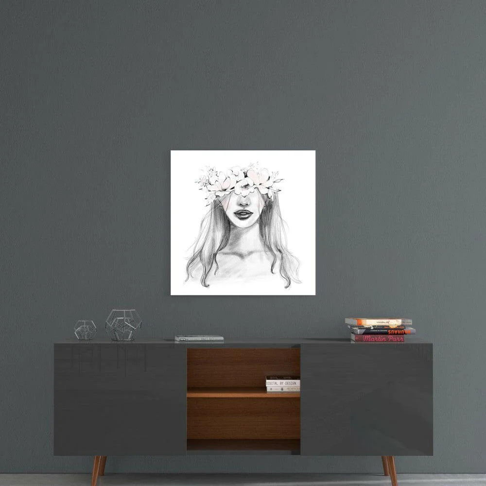 Flower Crowned Woman Glass Wall Art - Image 4