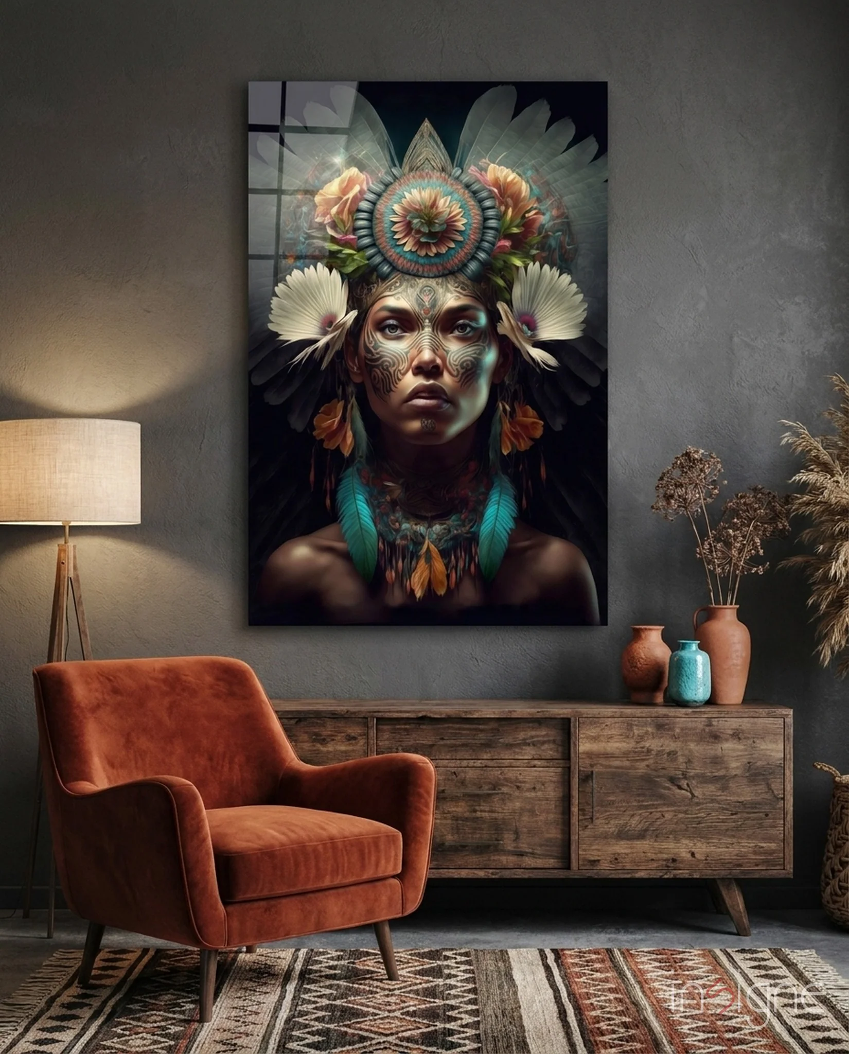 Flower Monarch Glass Wall Art  || Designer Collection