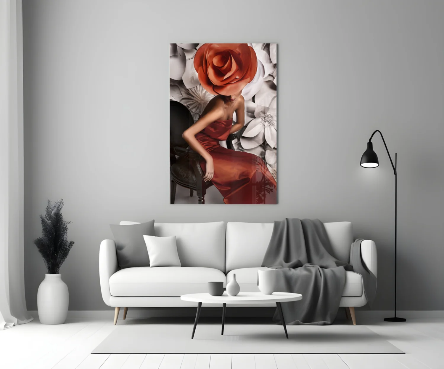 Flower Woman Glass Wall Art - Image 3