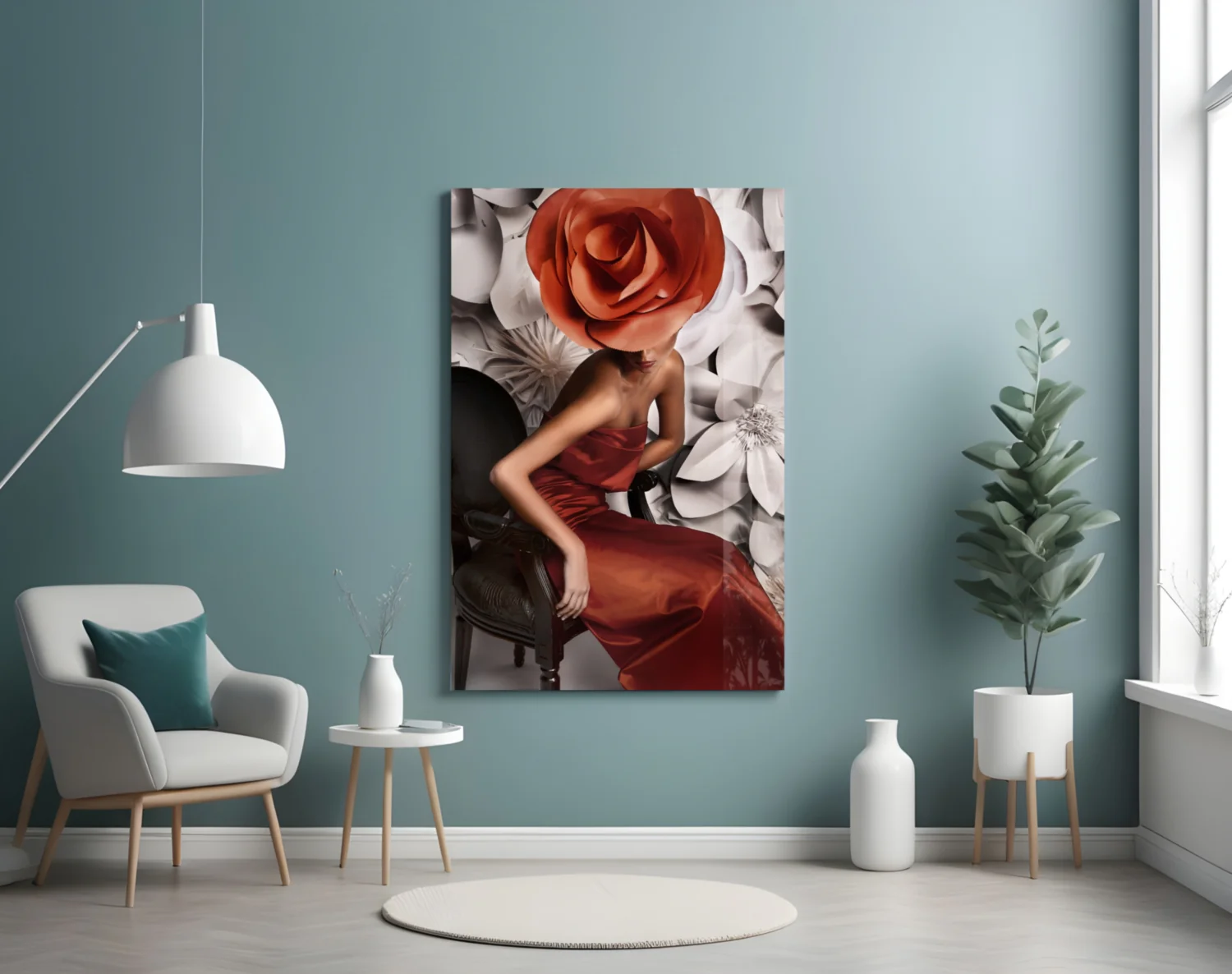 Flower Woman Glass Wall Art - Image 4