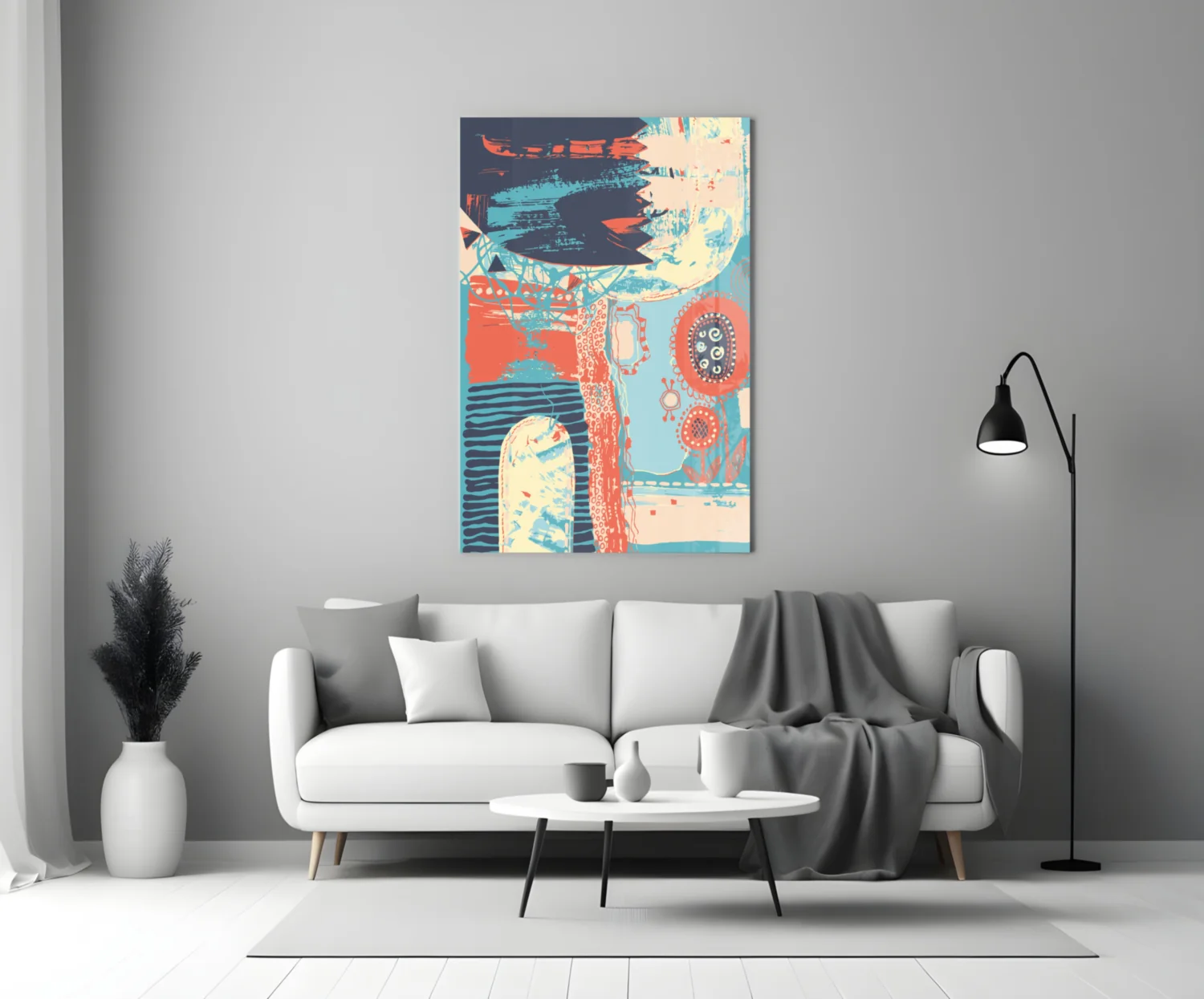 Folk Bloom Collage Glass Wall Art - Image 4