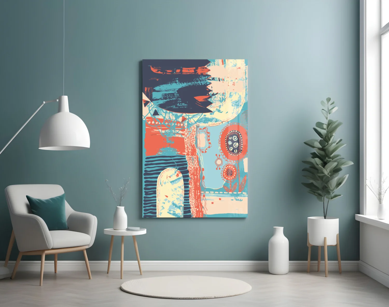 Folk Bloom Collage Glass Wall Art - Image 5
