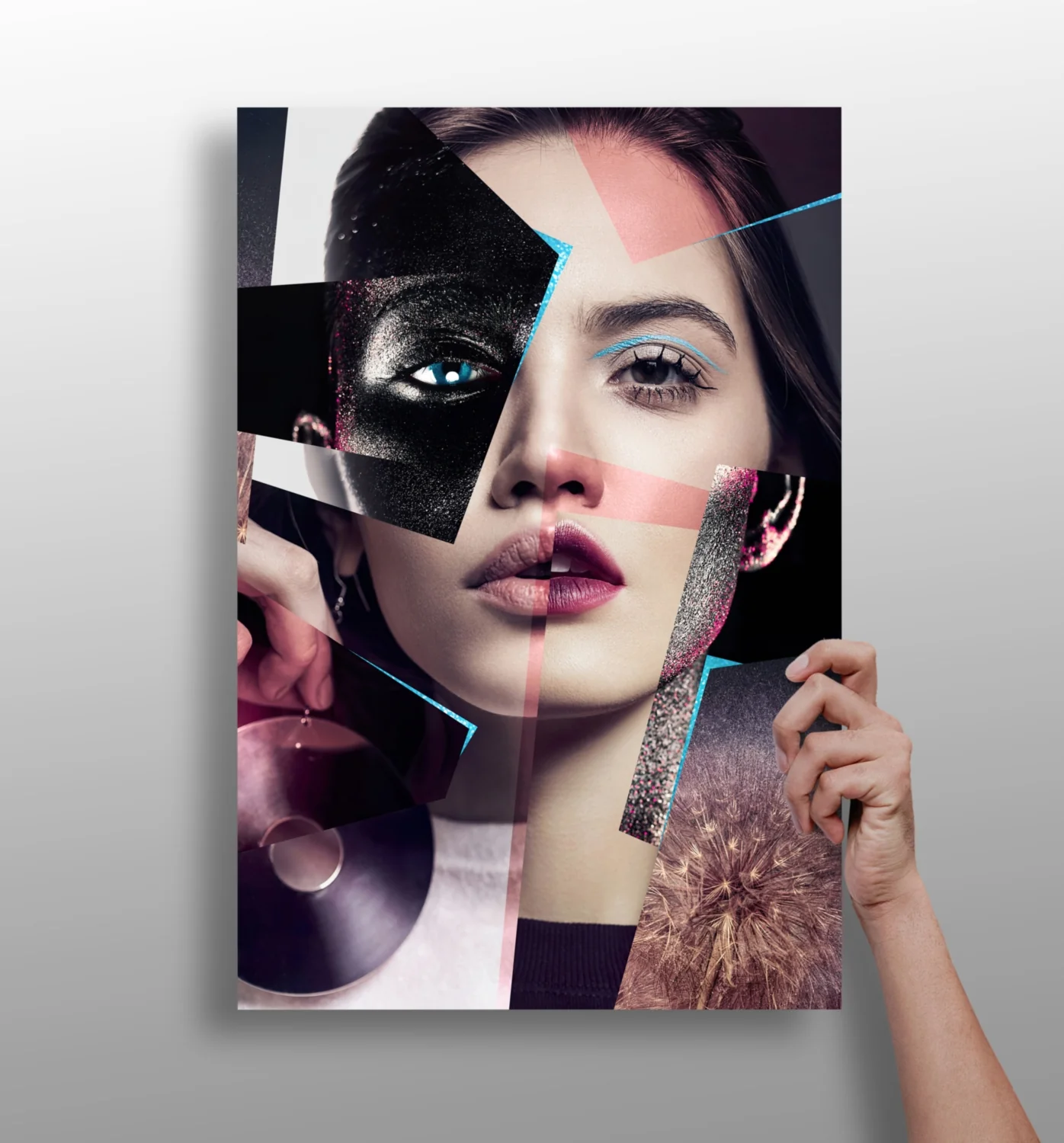 Fragmented Face Collage Aluminum Print