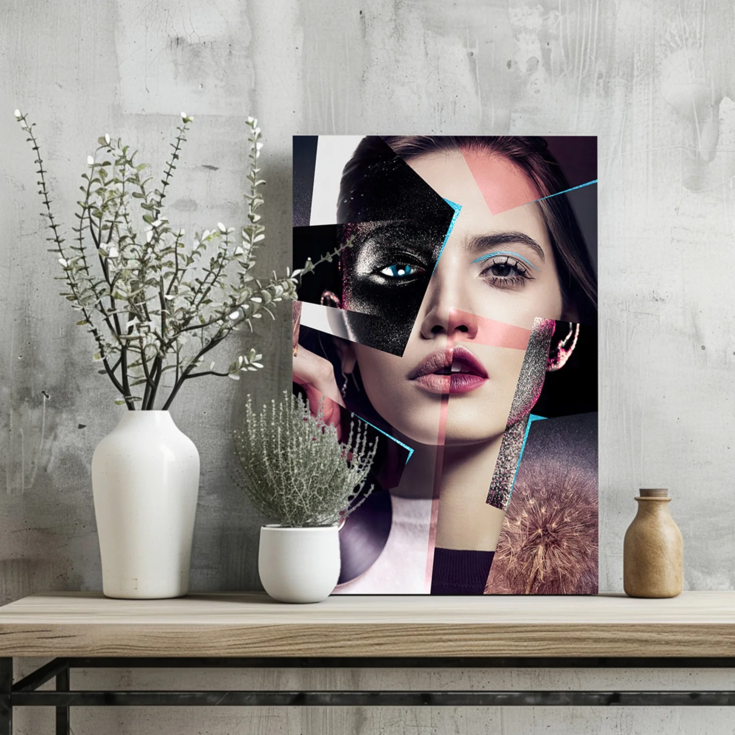 Fragmented Face Collage Aluminum Print - Image 2