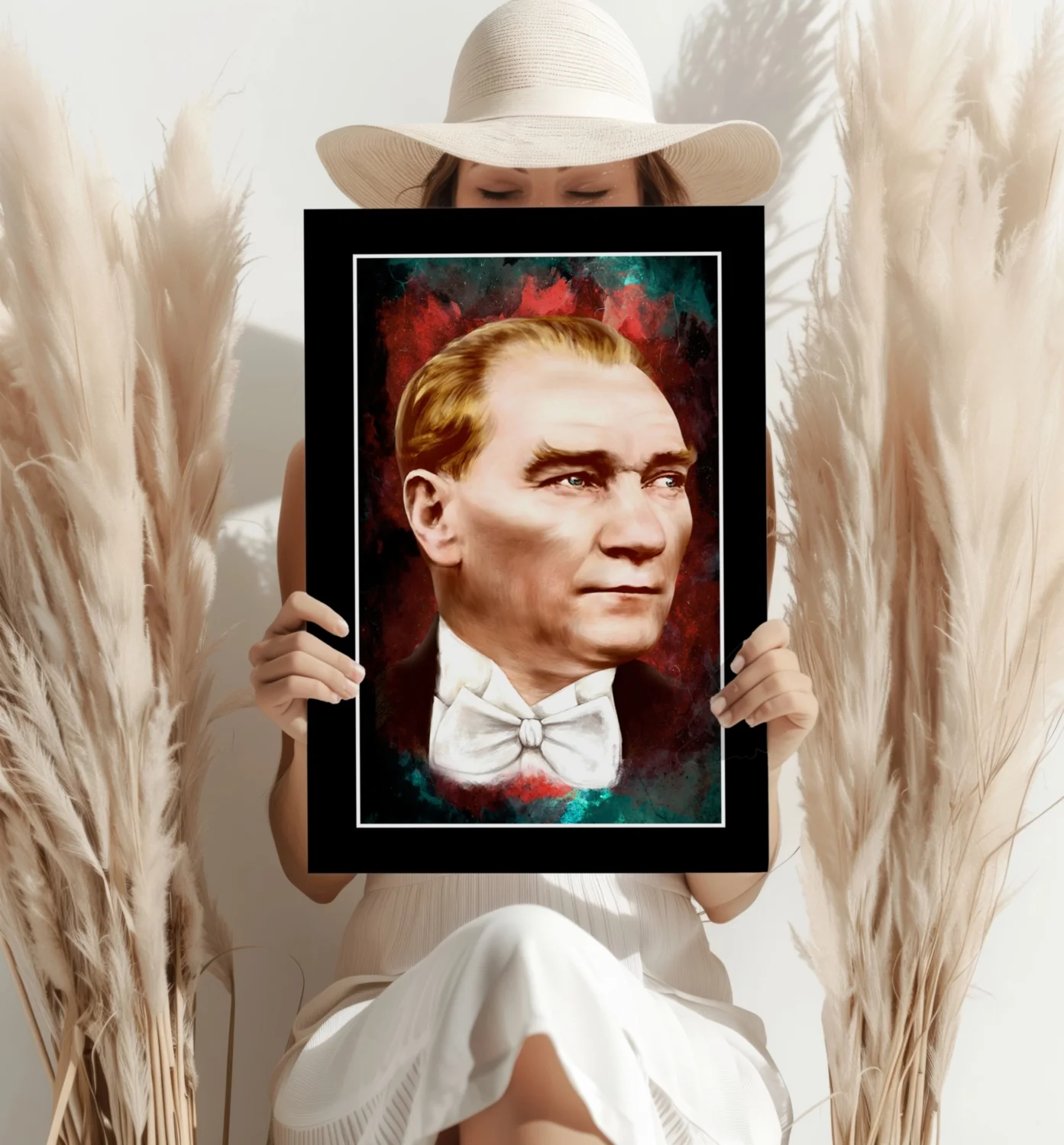 Framed Ataturk Red Teal Aluminum Print - Image 4