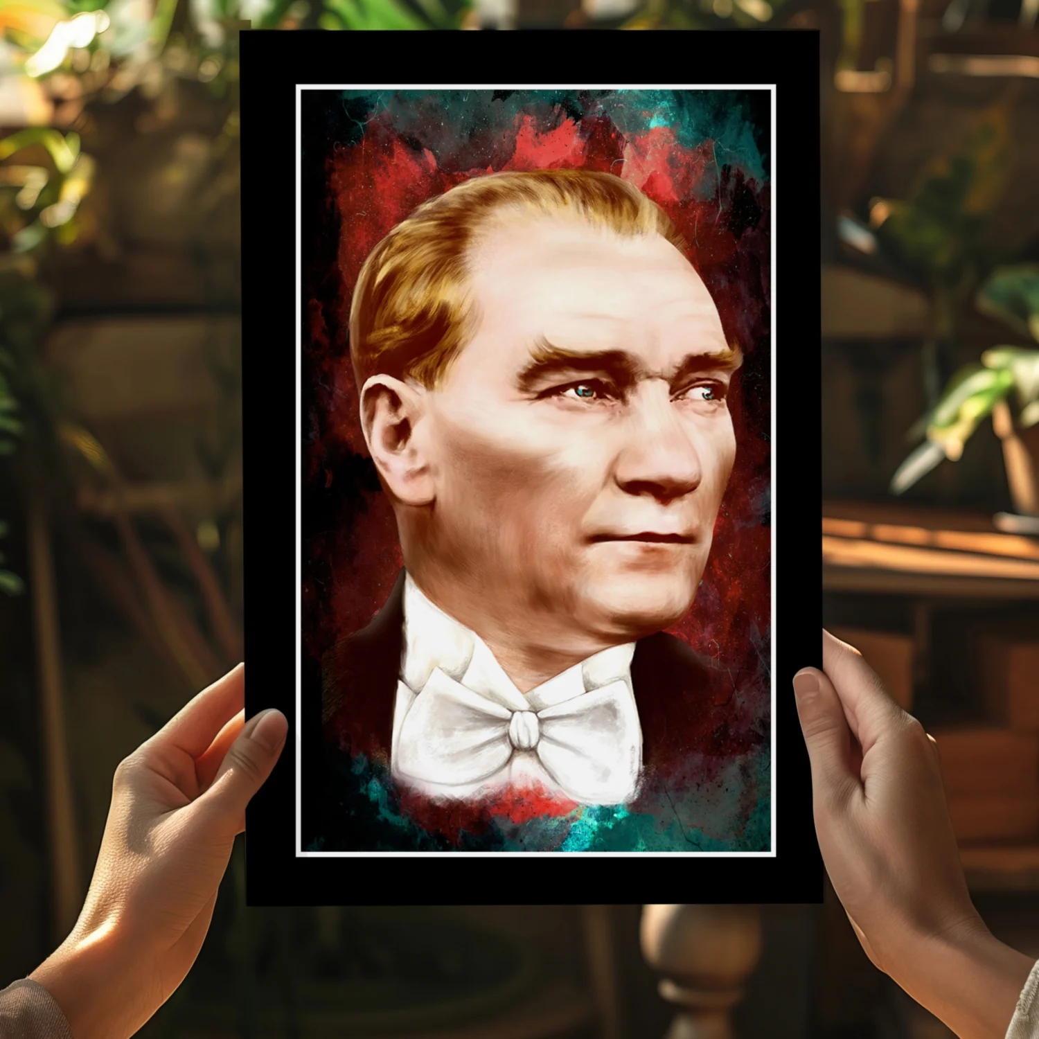 Framed Ataturk Red Teal Aluminum Print - Image 5