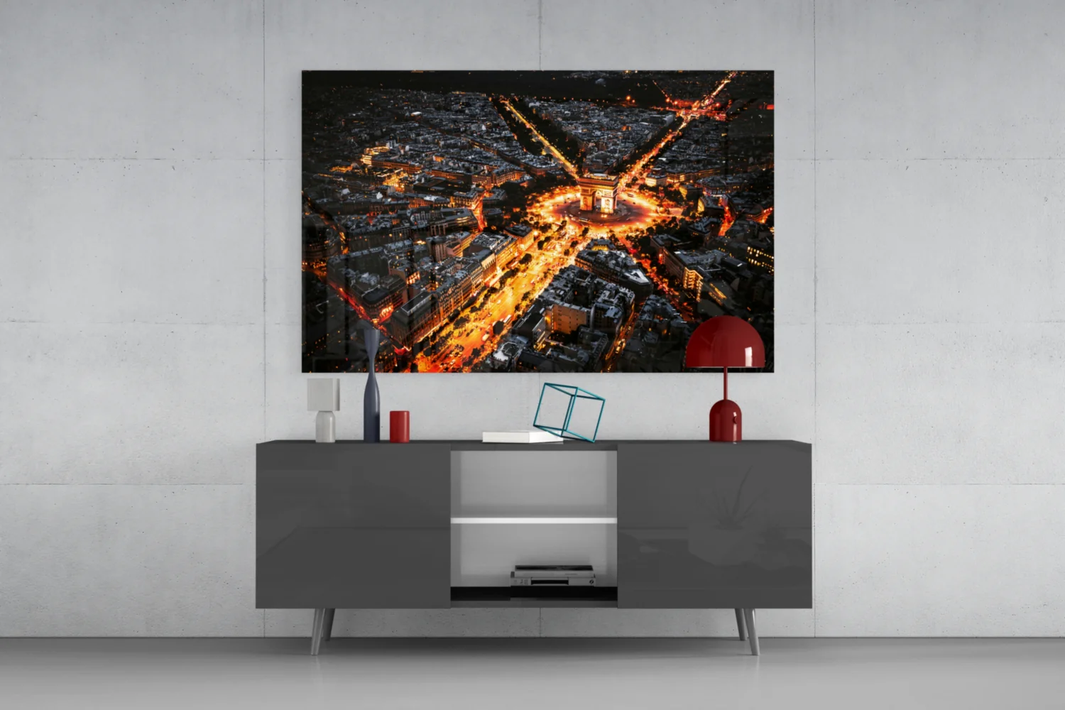 France Night Cityscape Glass Wall Art - Image 8