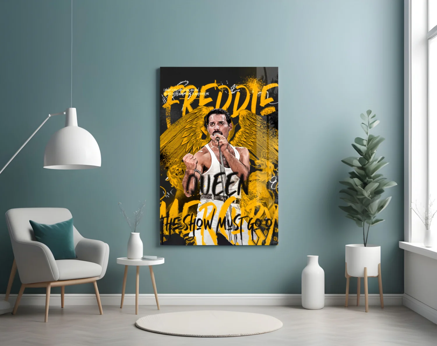Rock Frontman in Crown Glass Wall Art || Designer Collection - Image 4