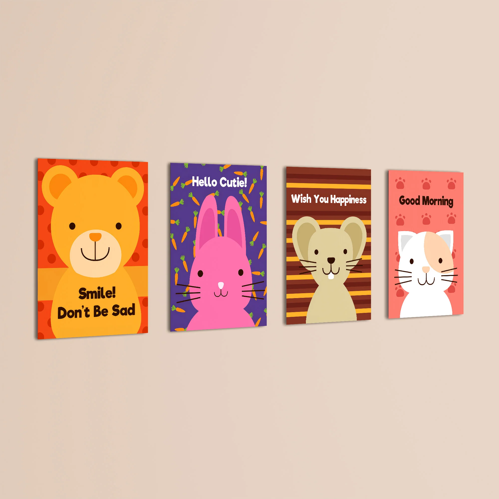 Friendly Animals Quotes 4 Pieces Kids Metal Wall Art - Image 3