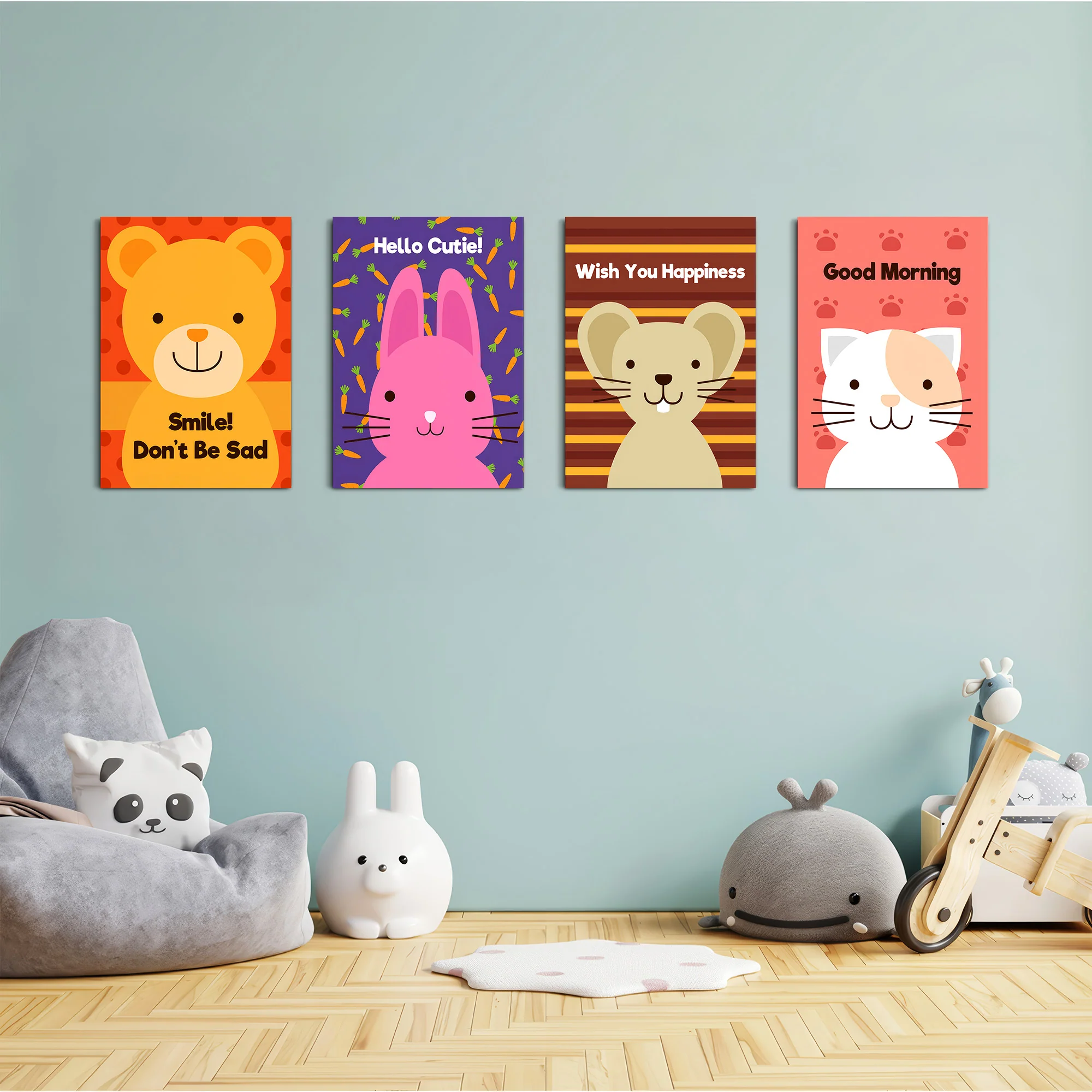Friendly Animals Quotes 4 Pieces Kids Metal Wall Art - Image 4