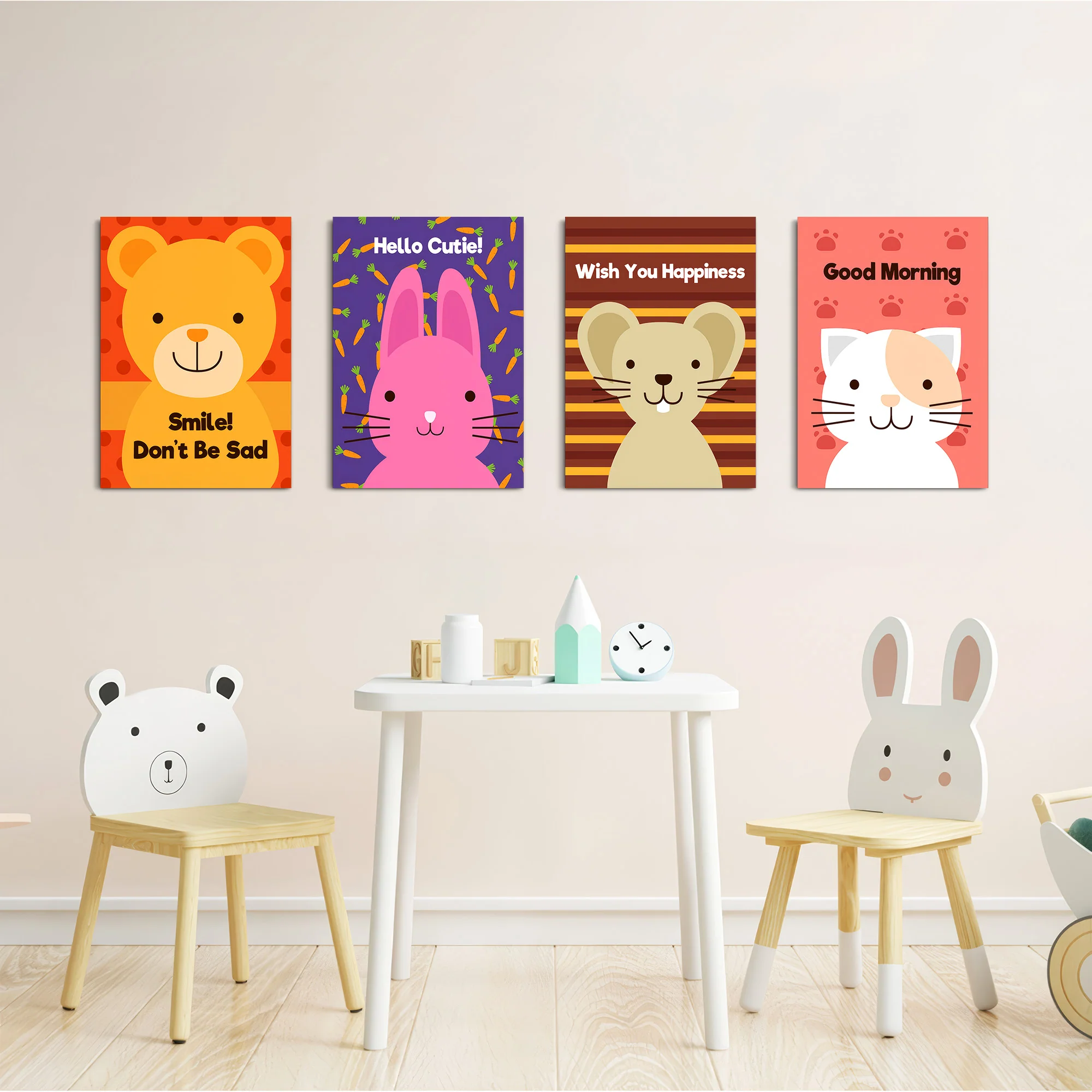 Friendly Animals Quotes 4 Pieces Kids Metal Wall Art - Image 5