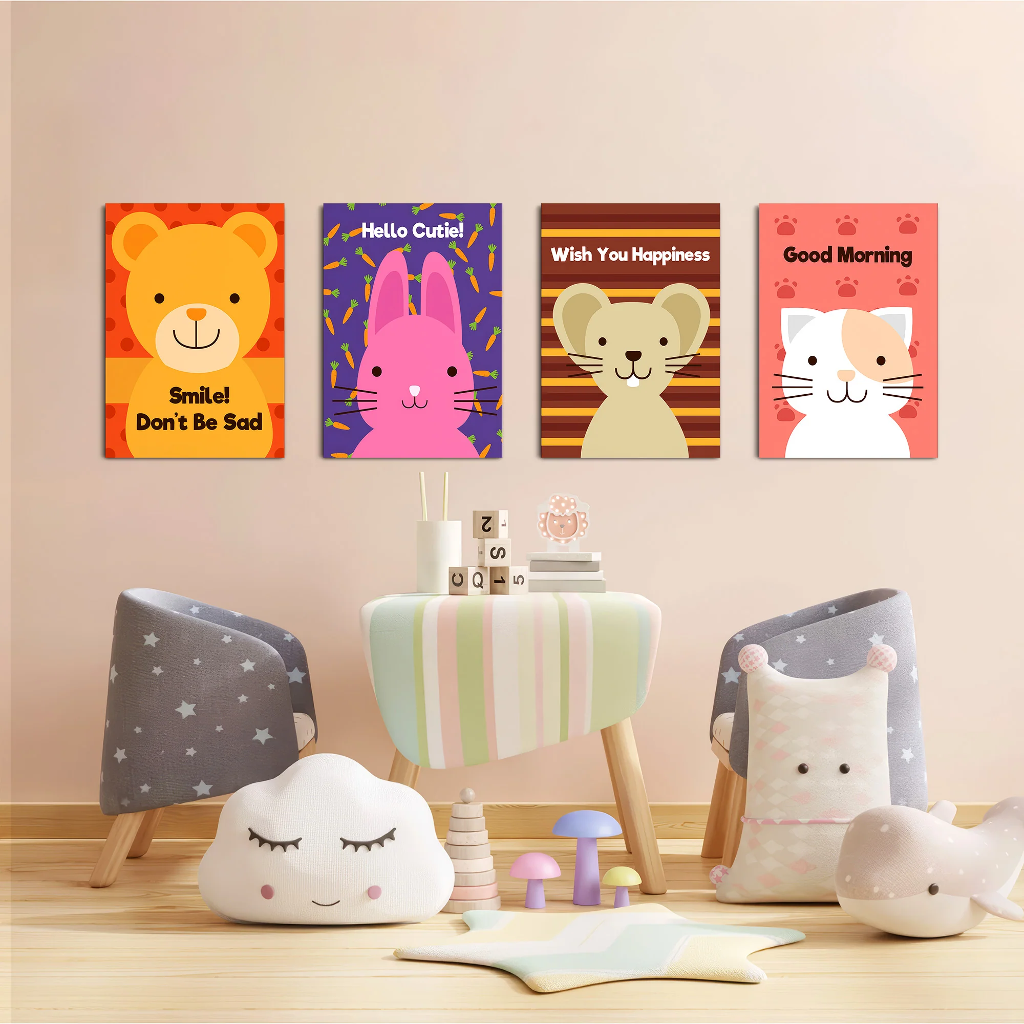 Friendly Animals Quotes 4 Pieces Kids Metal Wall Art - Image 6