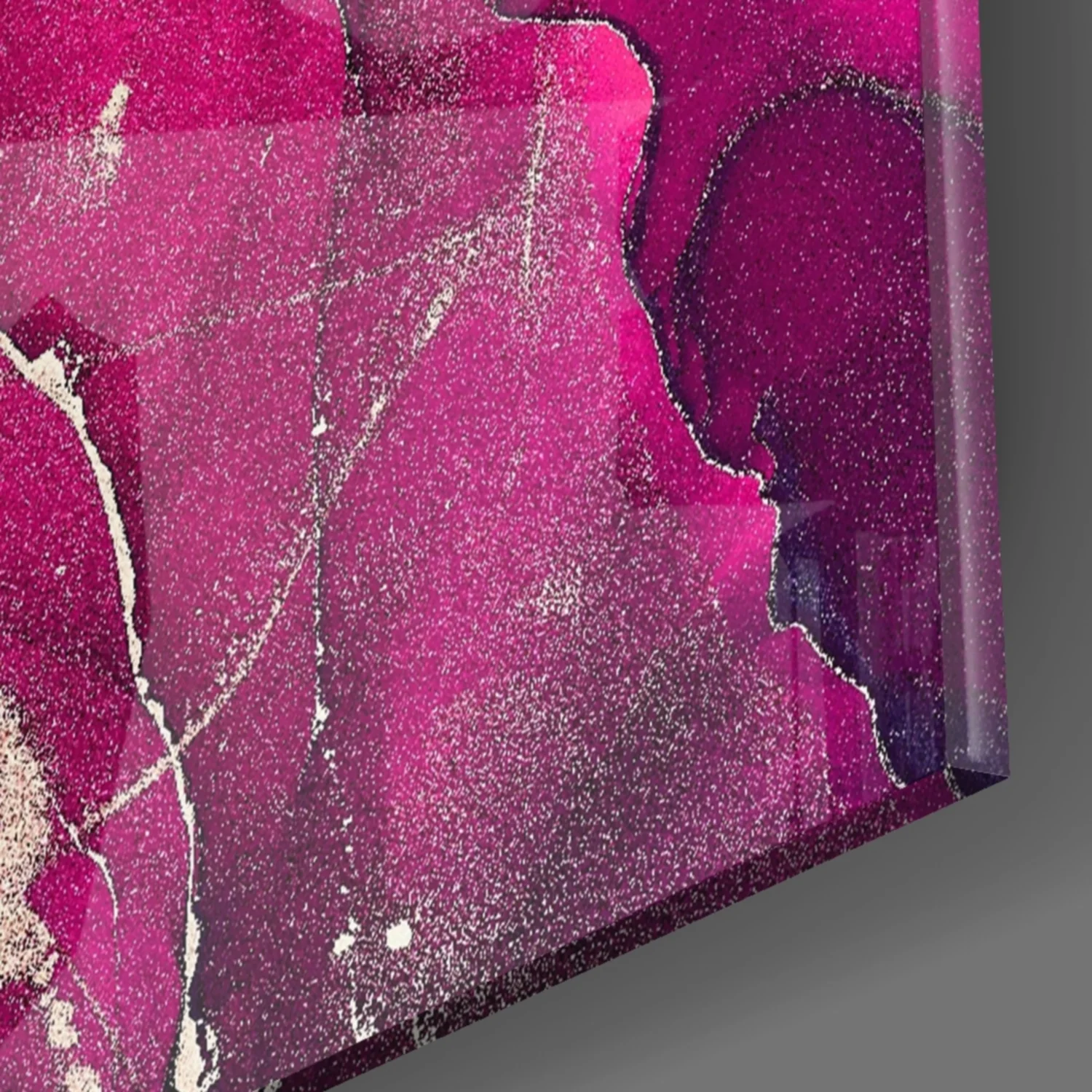 Fuchsia Silver Marble Ink Glass Wall Art - Image 8