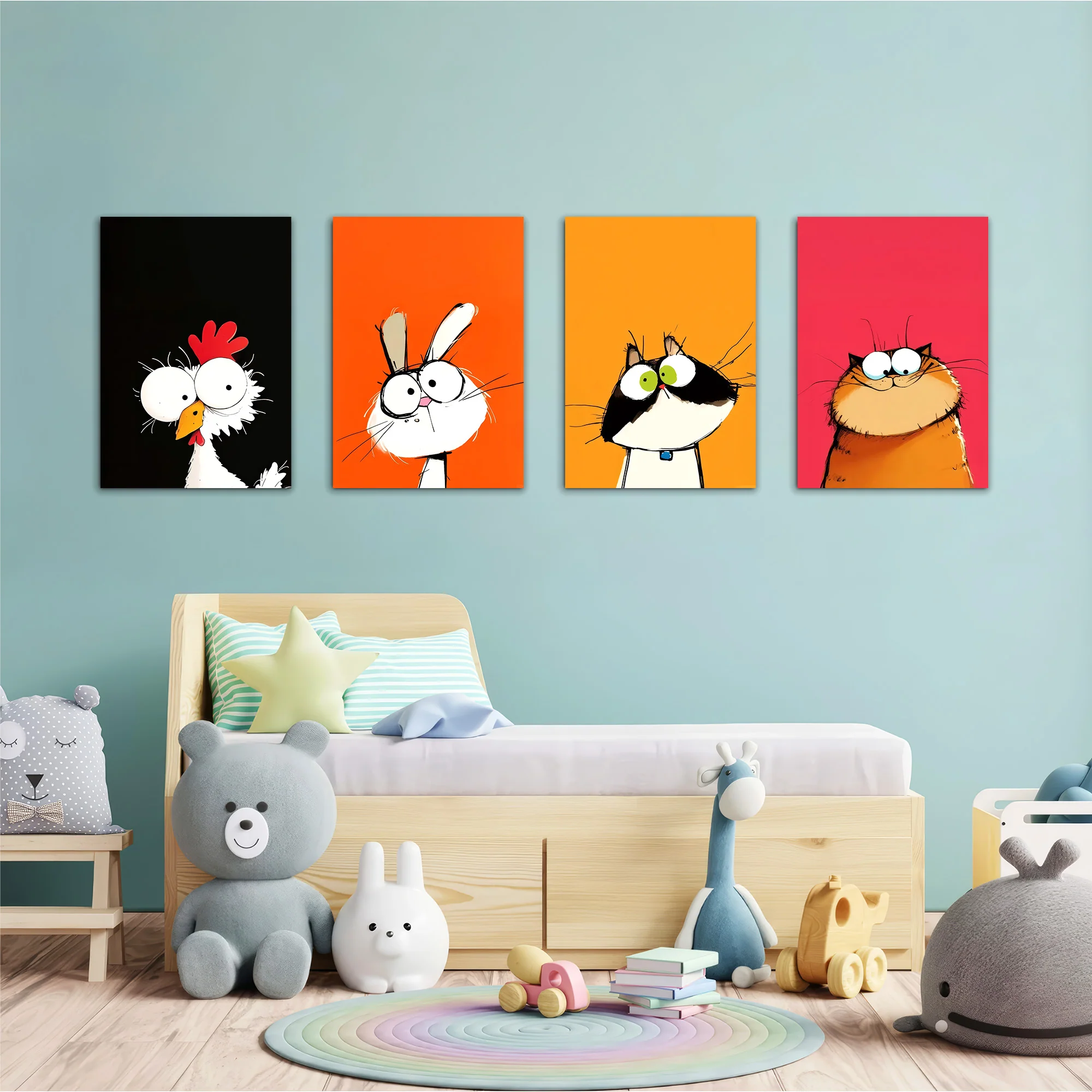Funny Big-Eyed Pets 4 Pieces Kids Metal Wall Art - Image 2