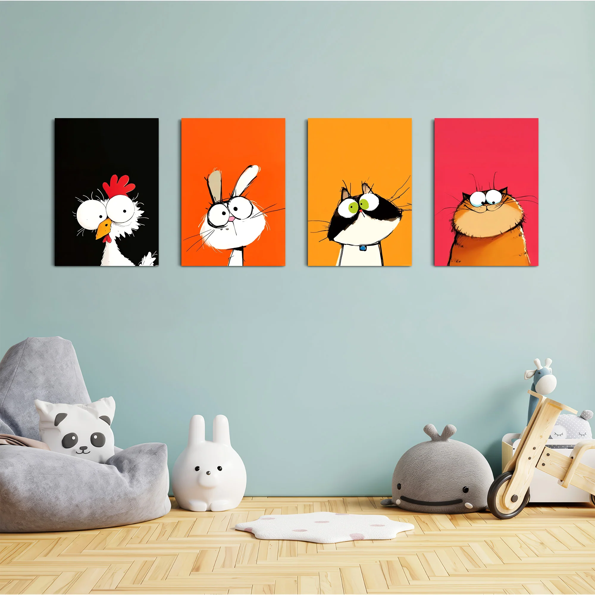 Funny Big-Eyed Pets 4 Pieces Kids Metal Wall Art - Image 4