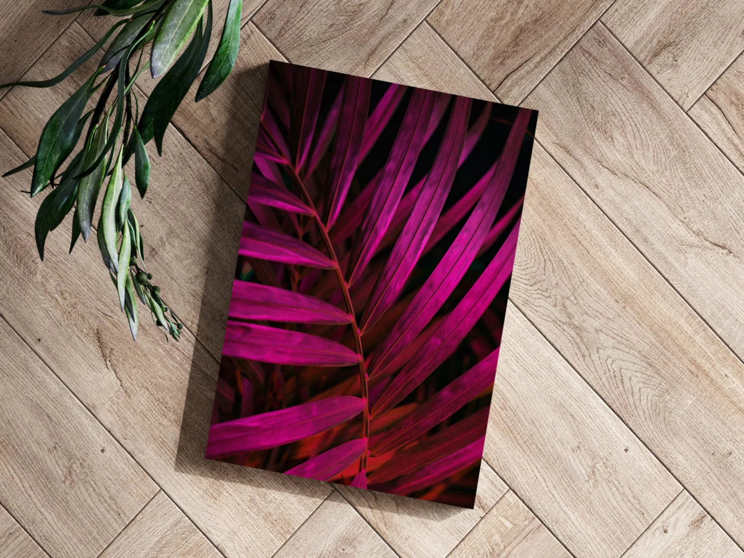 Fuschia Leaf Aluminum Print - Image 3