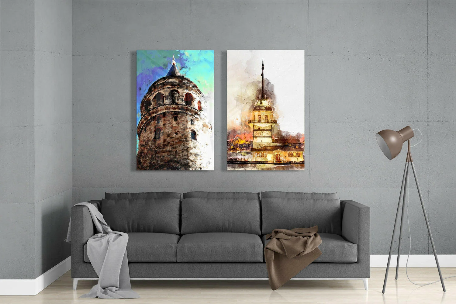 Galata Tower and Maiden's Tower 2 Pieces Combine Glass Wall Art - Image 3