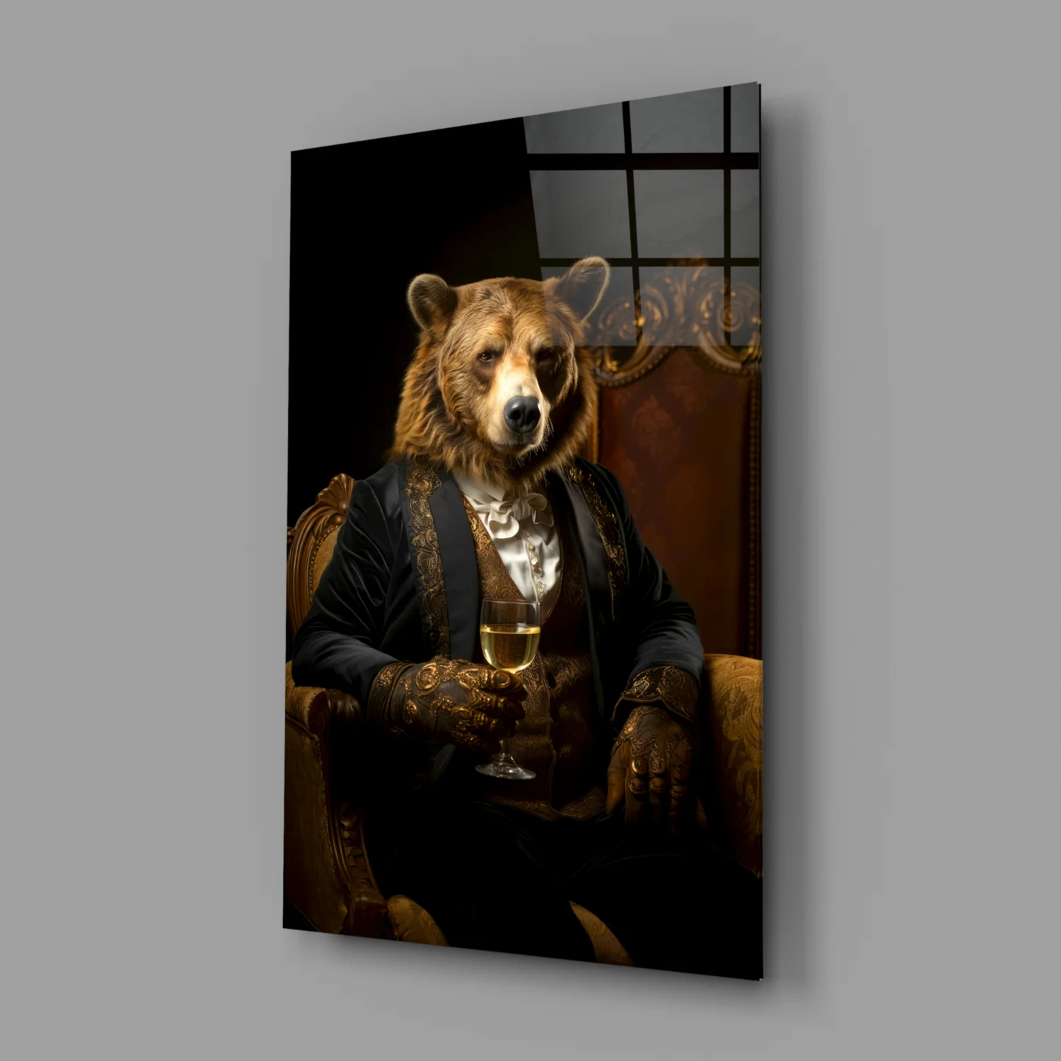 Gentleman - Bear Glass Wall Art|| Designer's Collection - Image 3