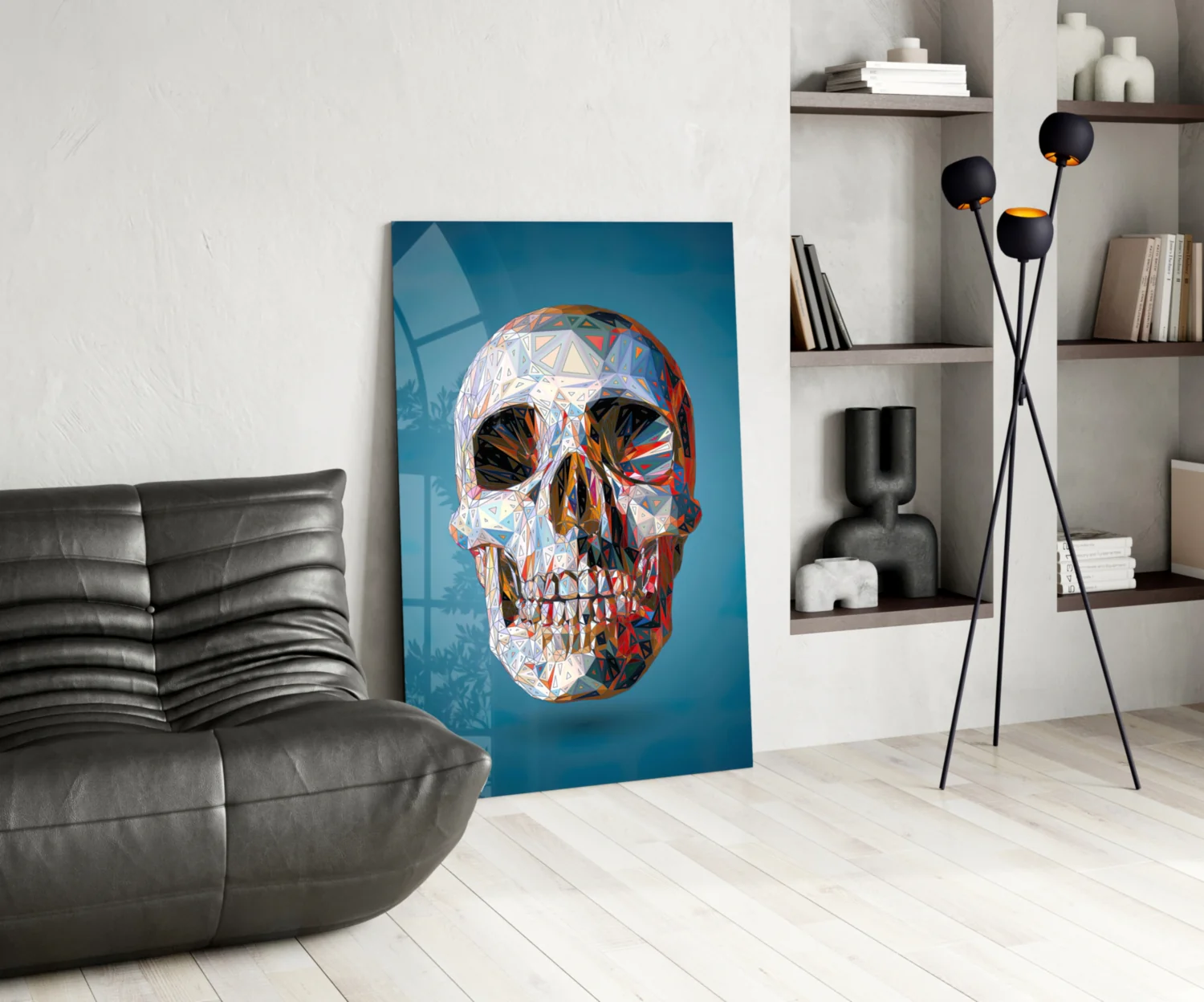 Geometric Crystal Low Poly Skull Glass Wall Art - Image 5