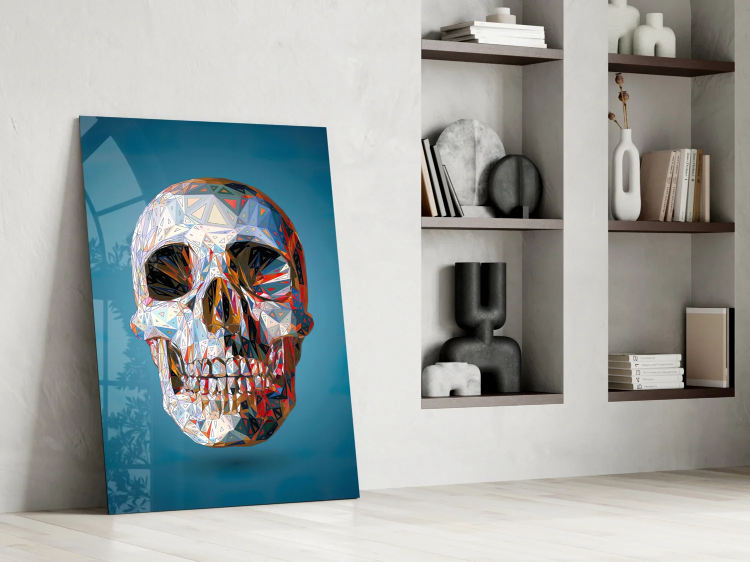 Geometric Crystal Low Poly Skull Glass Wall Art - Image 6