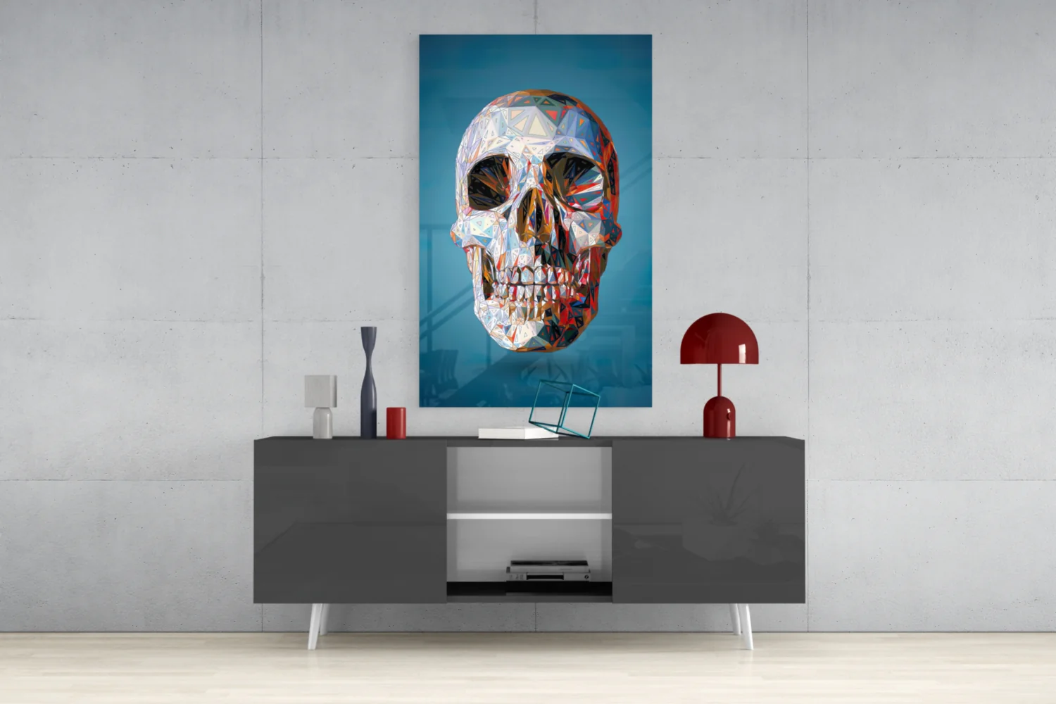 Geometric Crystal Low Poly Skull Glass Wall Art - Image 8