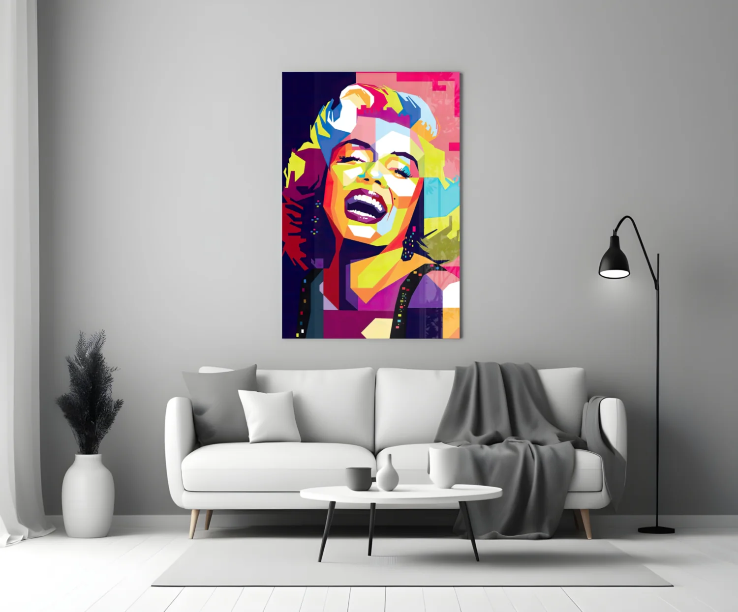 Geometric Laughing Blonde Glass Wall Art - Image 3