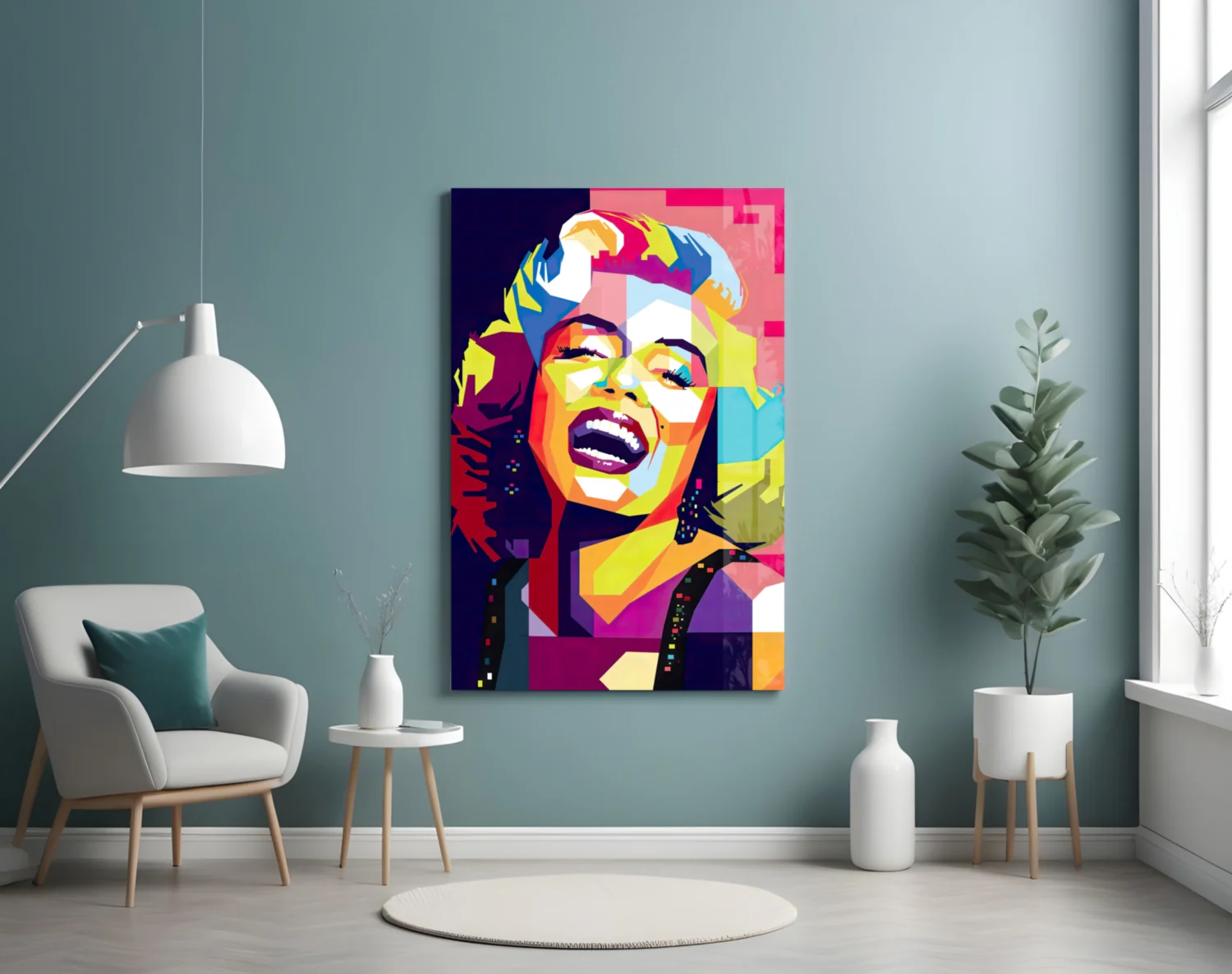 Geometric Laughing Blonde Glass Wall Art - Image 4