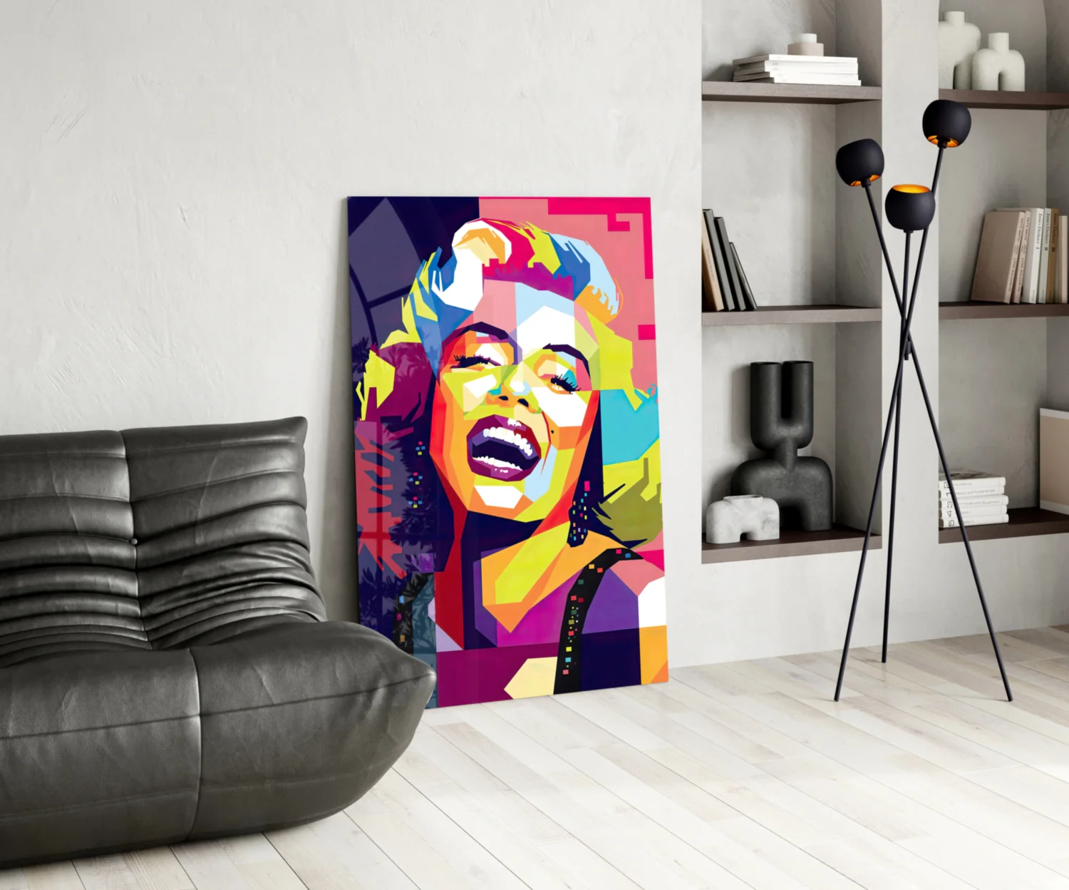 Geometric Laughing Blonde Glass Wall Art - Image 5