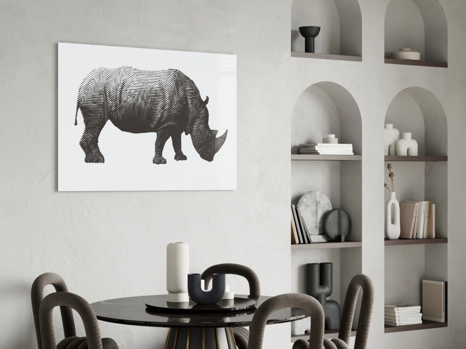 Geometric Line Rhino Glass Wall Art - Image 5