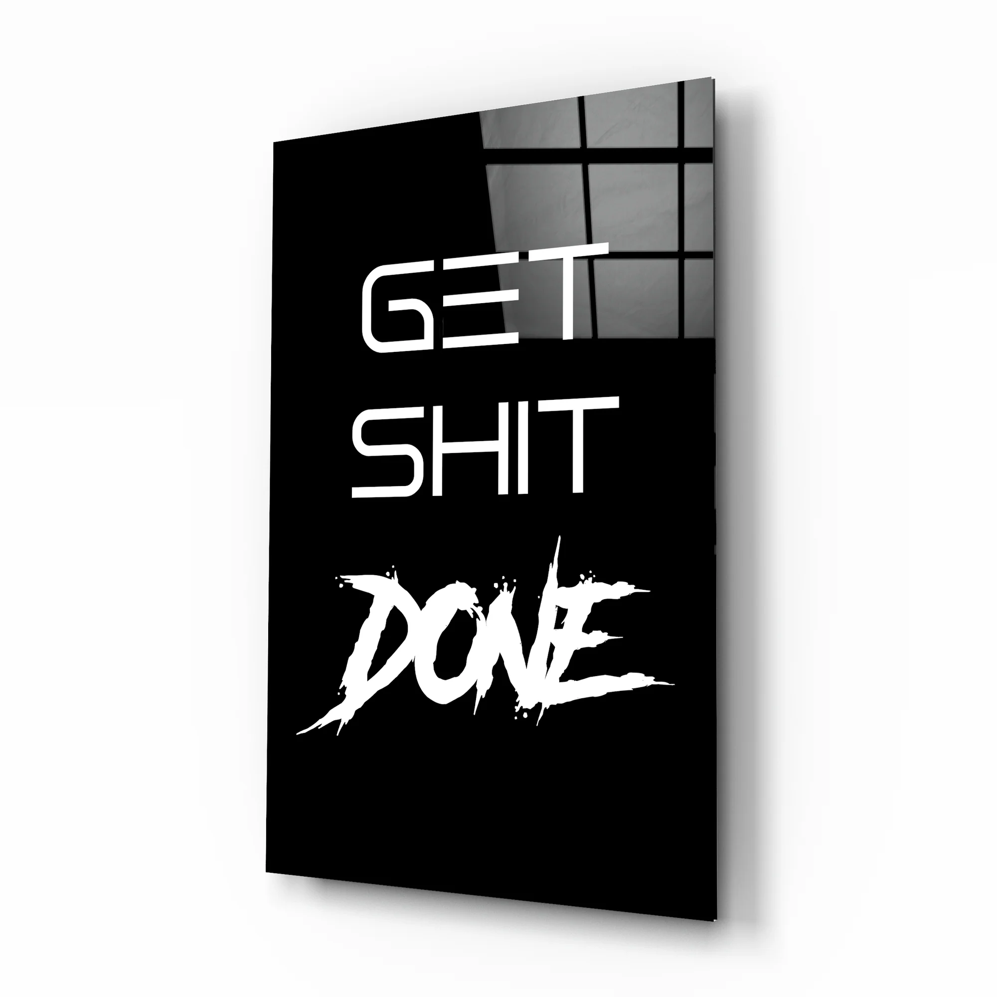 Get Shit Done Black Glass Wall Art