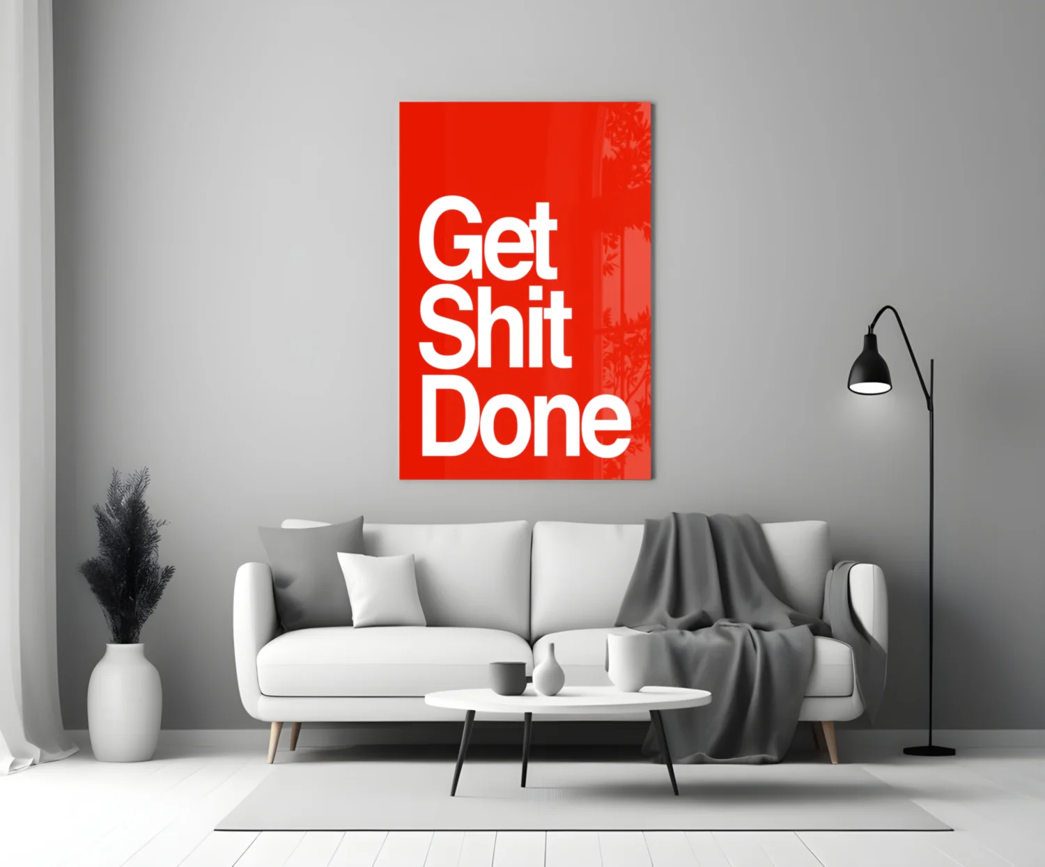 Get Shit Done Bold White Glass Wall Art - Image 3