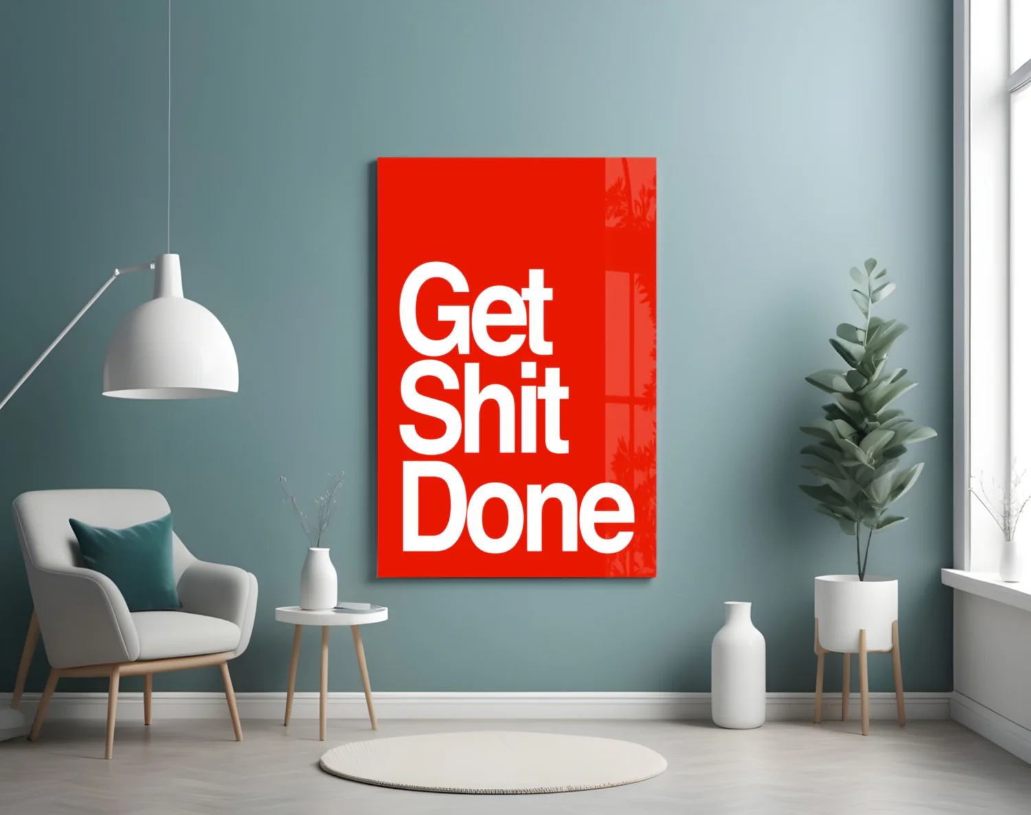 Get Shit Done Bold White Glass Wall Art - Image 4