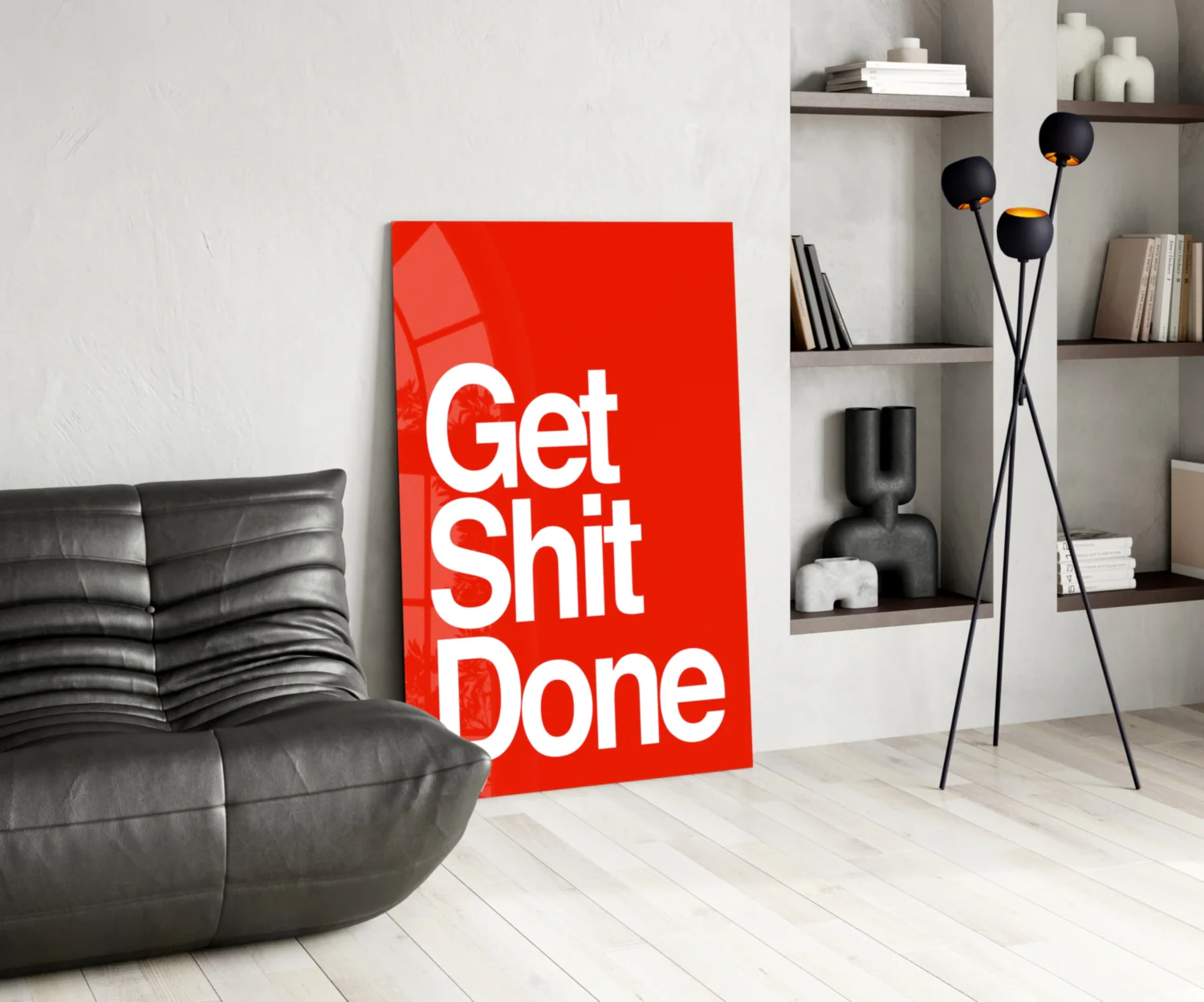Get Shit Done Bold White Glass Wall Art - Image 5