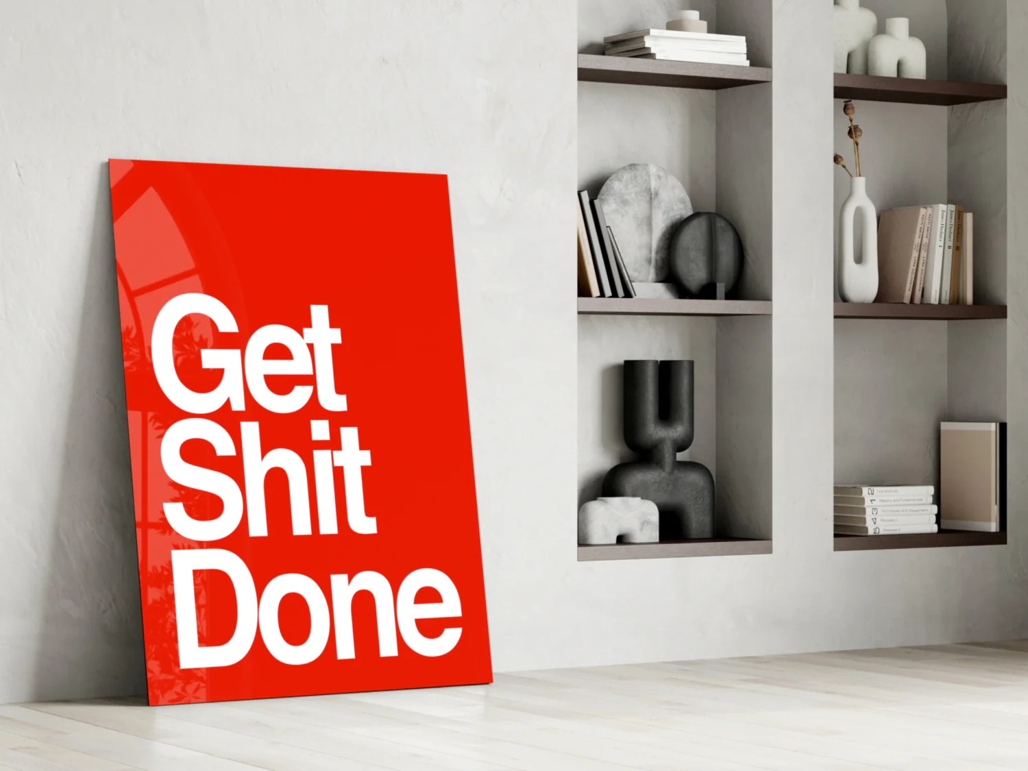 Get Shit Done Bold White Glass Wall Art - Image 6